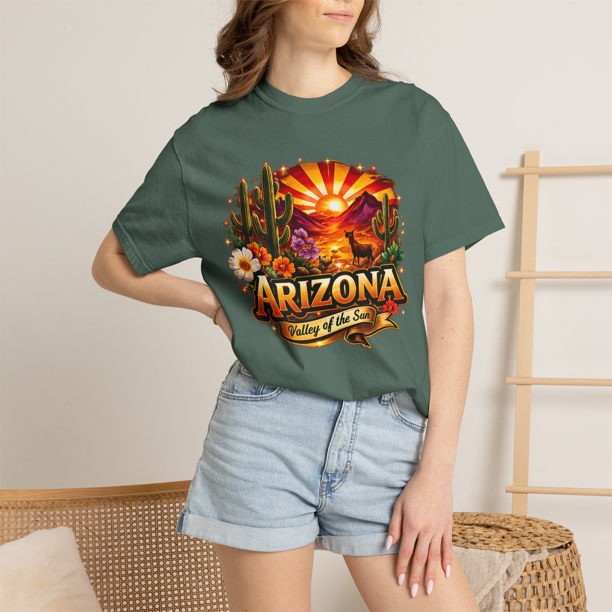 Arizona Sunset Desert T-Shirt — "Arizona: Valley of the Sun" Graphic Tee