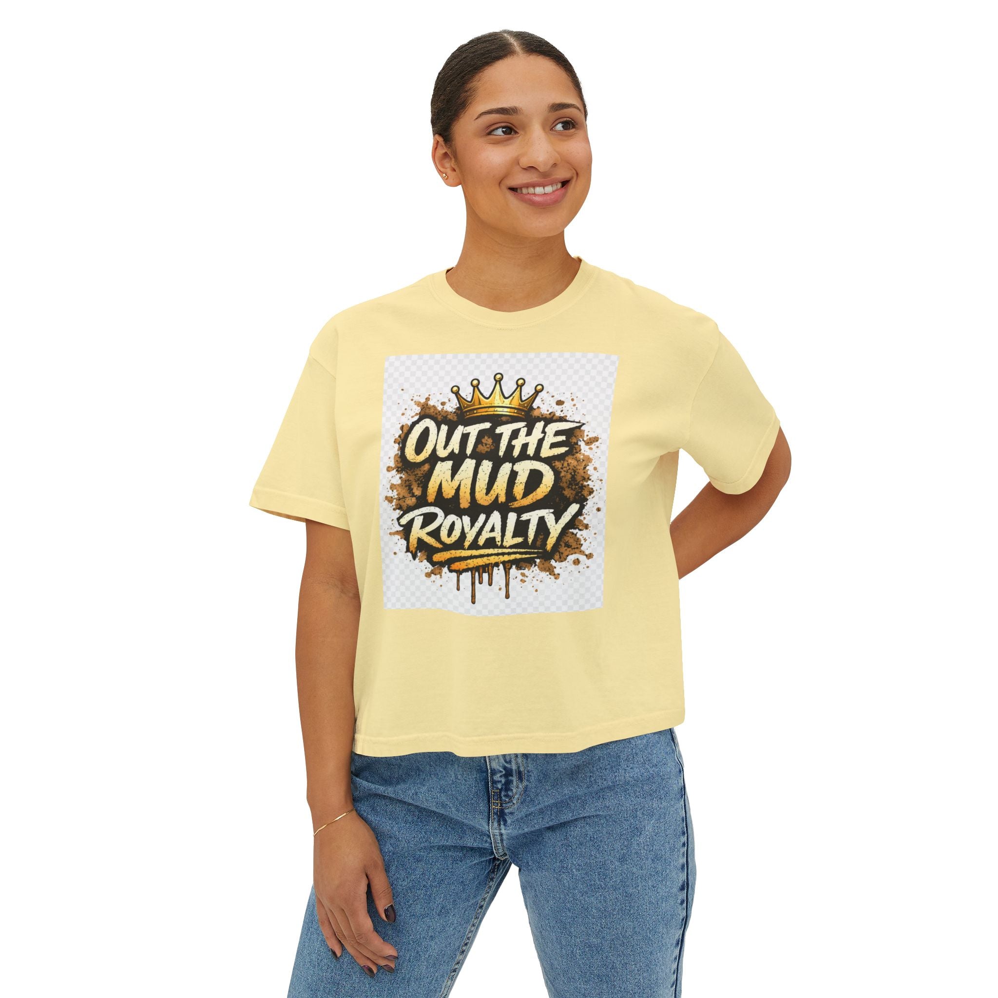 Out The Mud Royalty Women's Boxy Tee — Mud Crown Graphic Crop T-Shirt