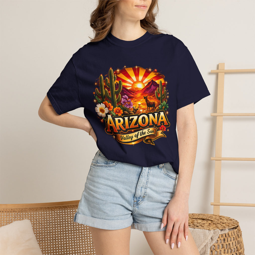 Arizona Sunset Desert T-Shirt — "Arizona: Valley of the Sun" Graphic Tee