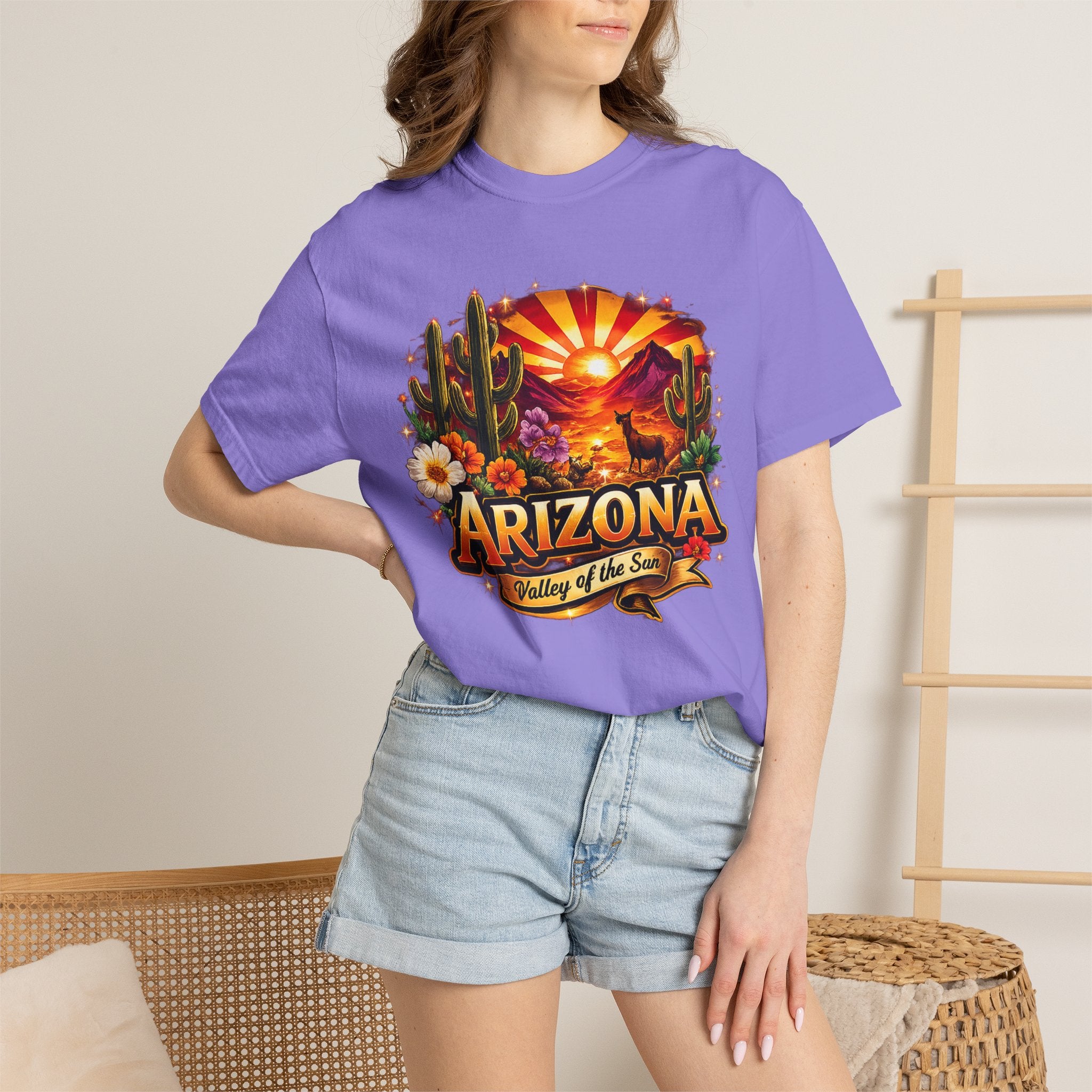 Arizona Sunset Desert T-Shirt — "Arizona: Valley of the Sun" Graphic Tee