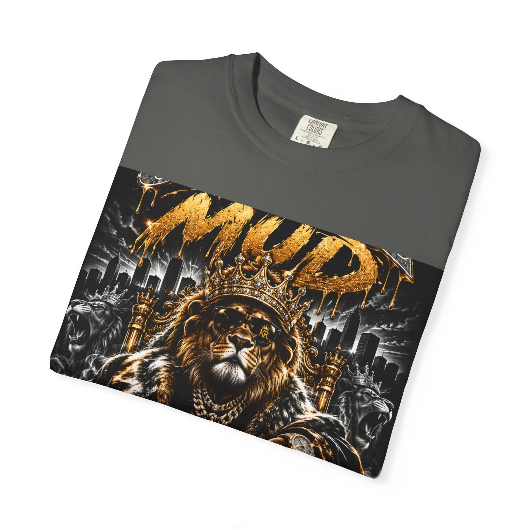 Royalty King Lion T-Shirt — Gold Crest Graphic Tee