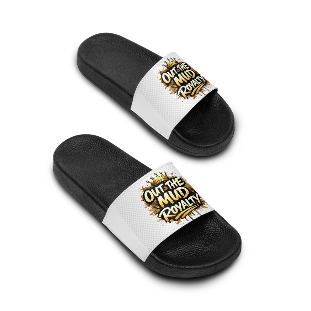 Slide Sandals — "Out The Mud Royalty" Graphic Pool Slides for Men