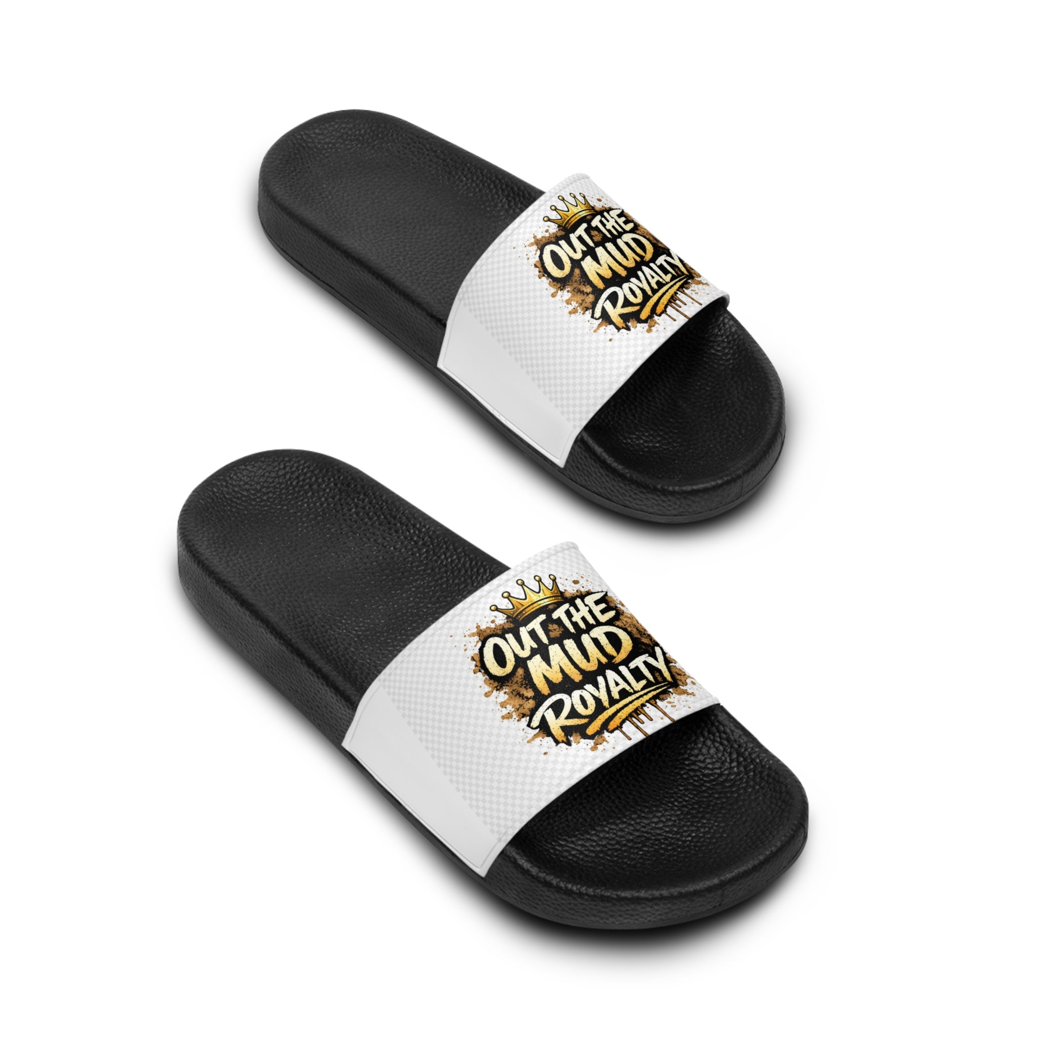 Slide Sandals — "Out The Mud Royalty" Graphic Pool Slides for Men