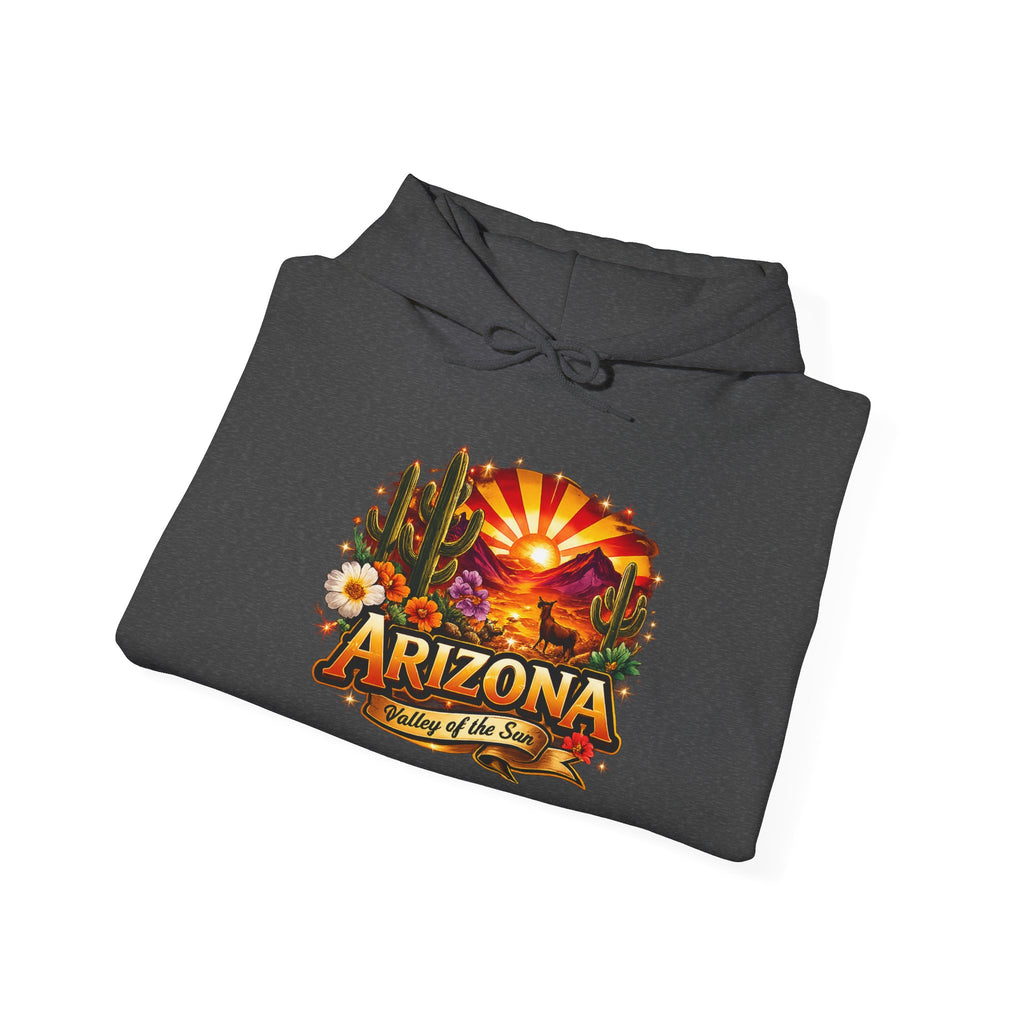 Arizona Sunrise Hoodie — Vintage Desert Travel Graphic Sweatshirt