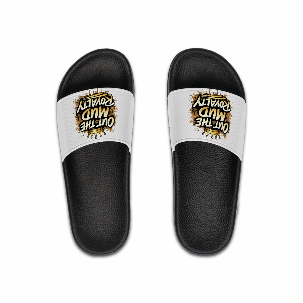 Slide Sandals — "Out The Mud Royalty" Graphic Pool Slides for Men