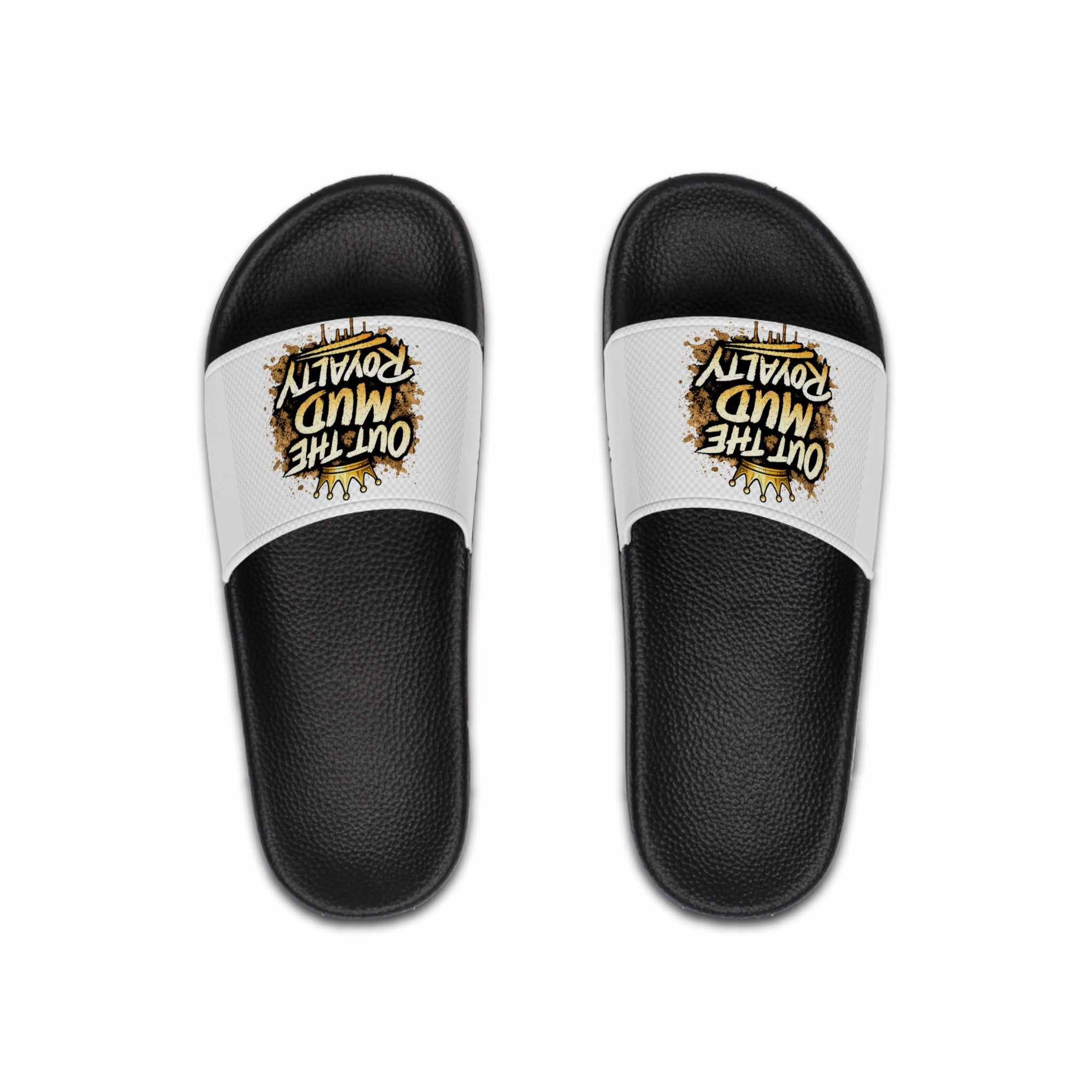 Slide Sandals — "Out The Mud Royalty" Graphic Pool Slides for Men