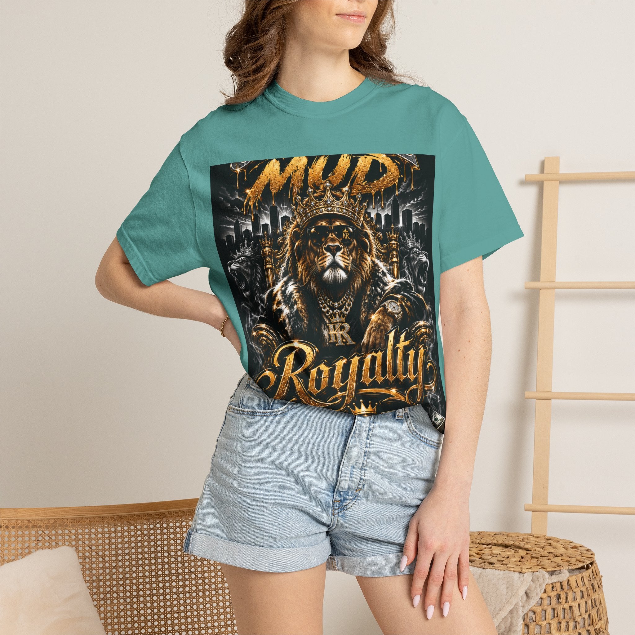 Royalty King Lion T-Shirt — Gold Crest Graphic Tee