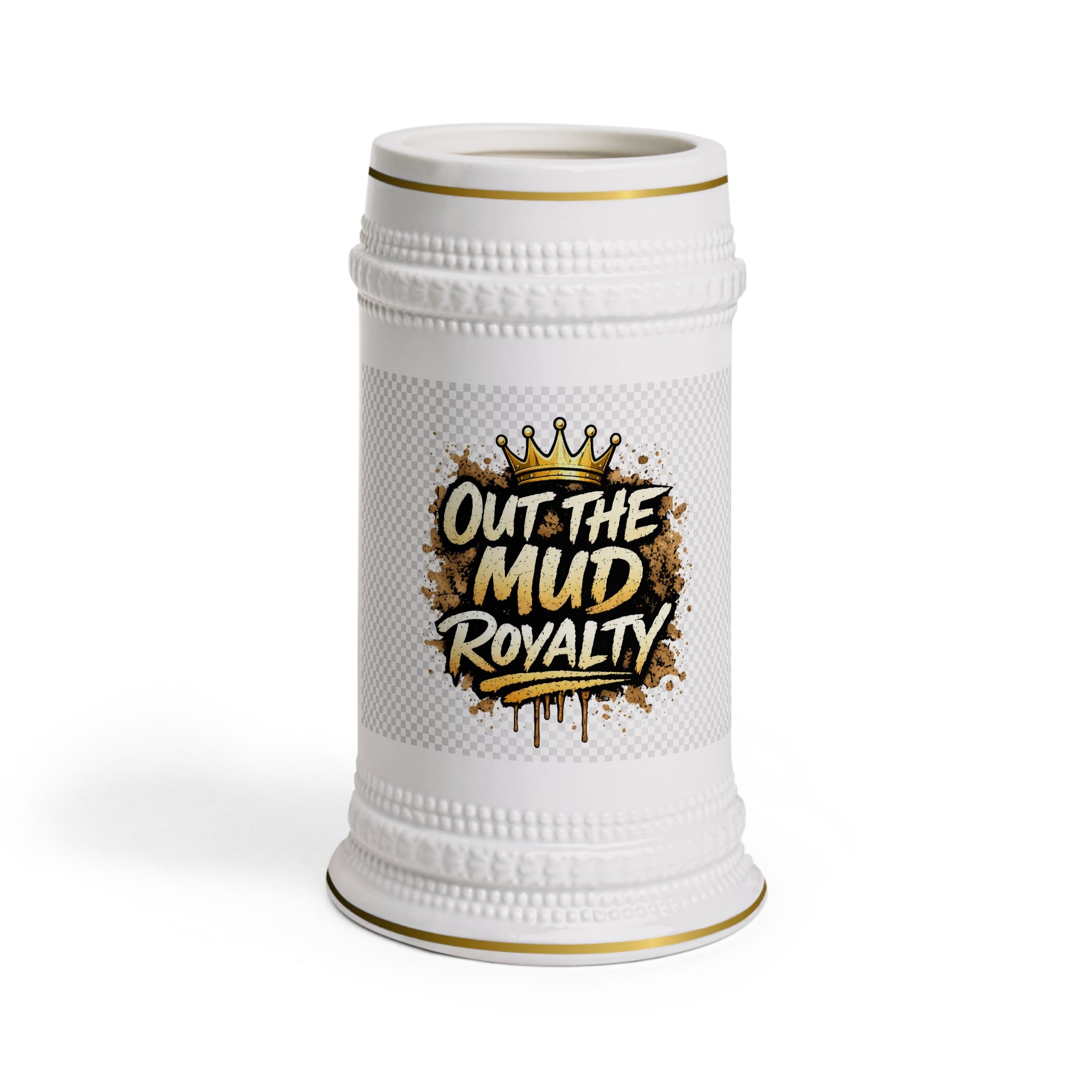 Out the Mud Royalty Beer Stein Mug — Mud-Splatter Crown Design for Off-Road & Motocross Fans