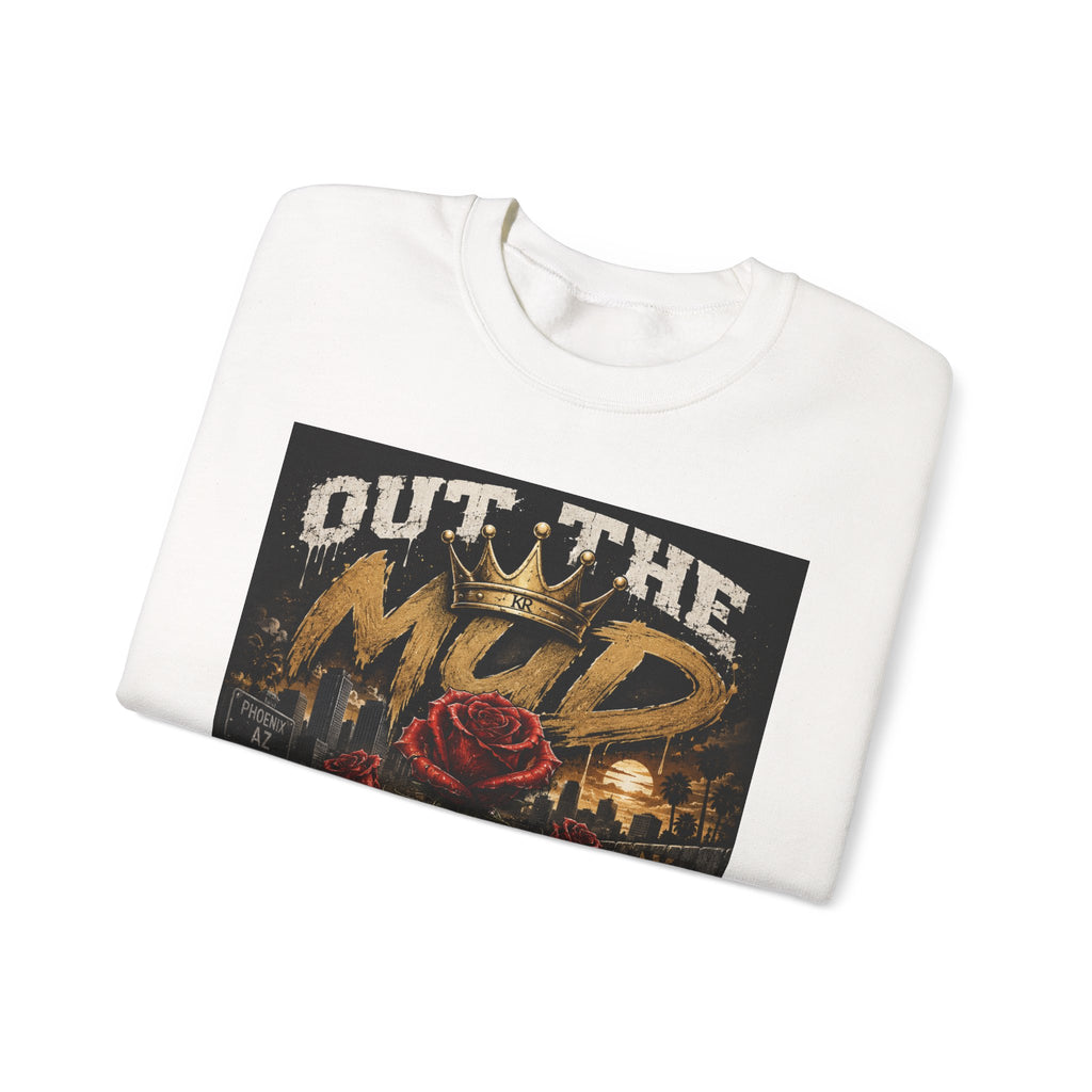 Crewneck Sweatshirt - "Out the Mud Royalty" Vintage Rose & Crown Graphic