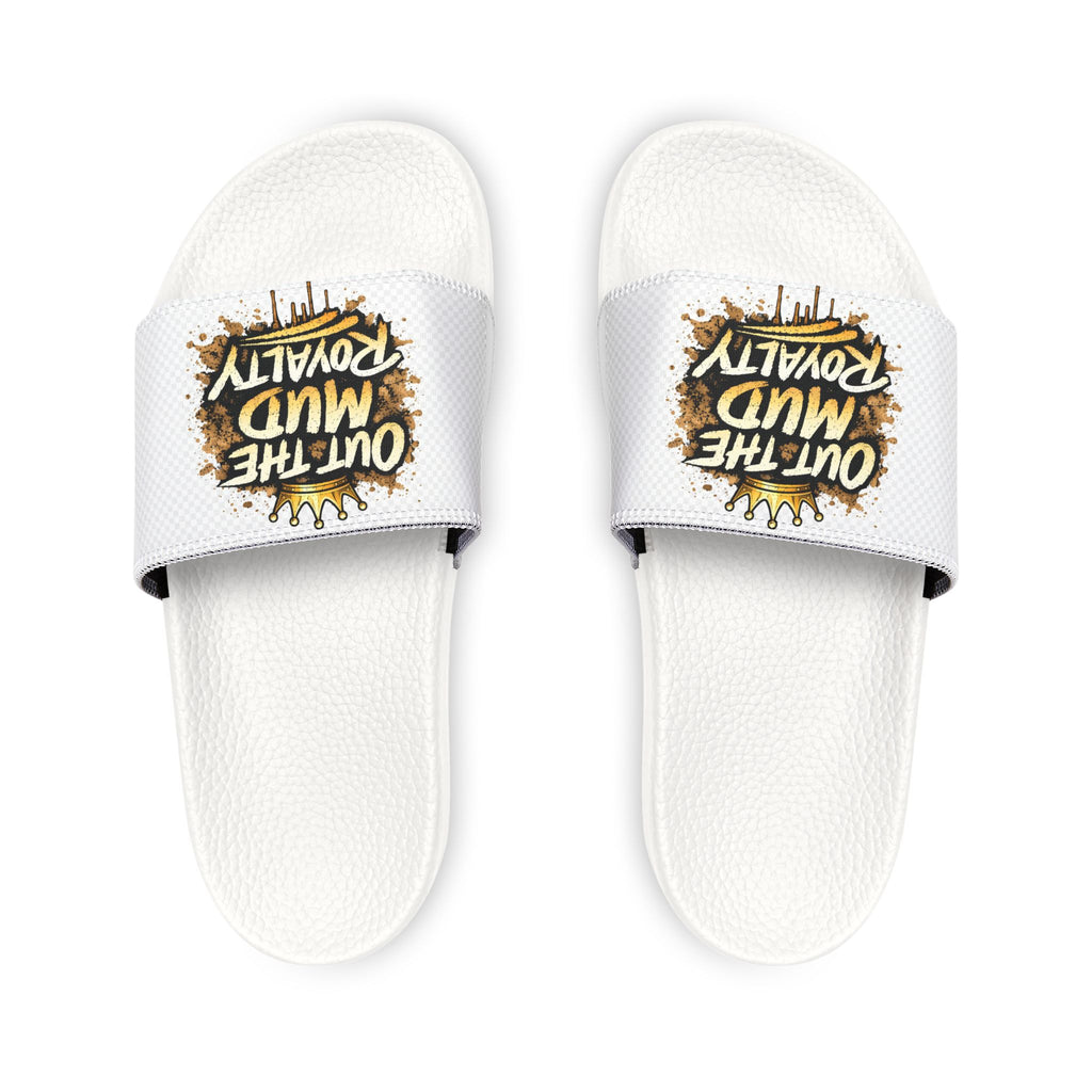 Youth Slide Sandals with Removable Strap — "Out the Mud Royalty" Graphic