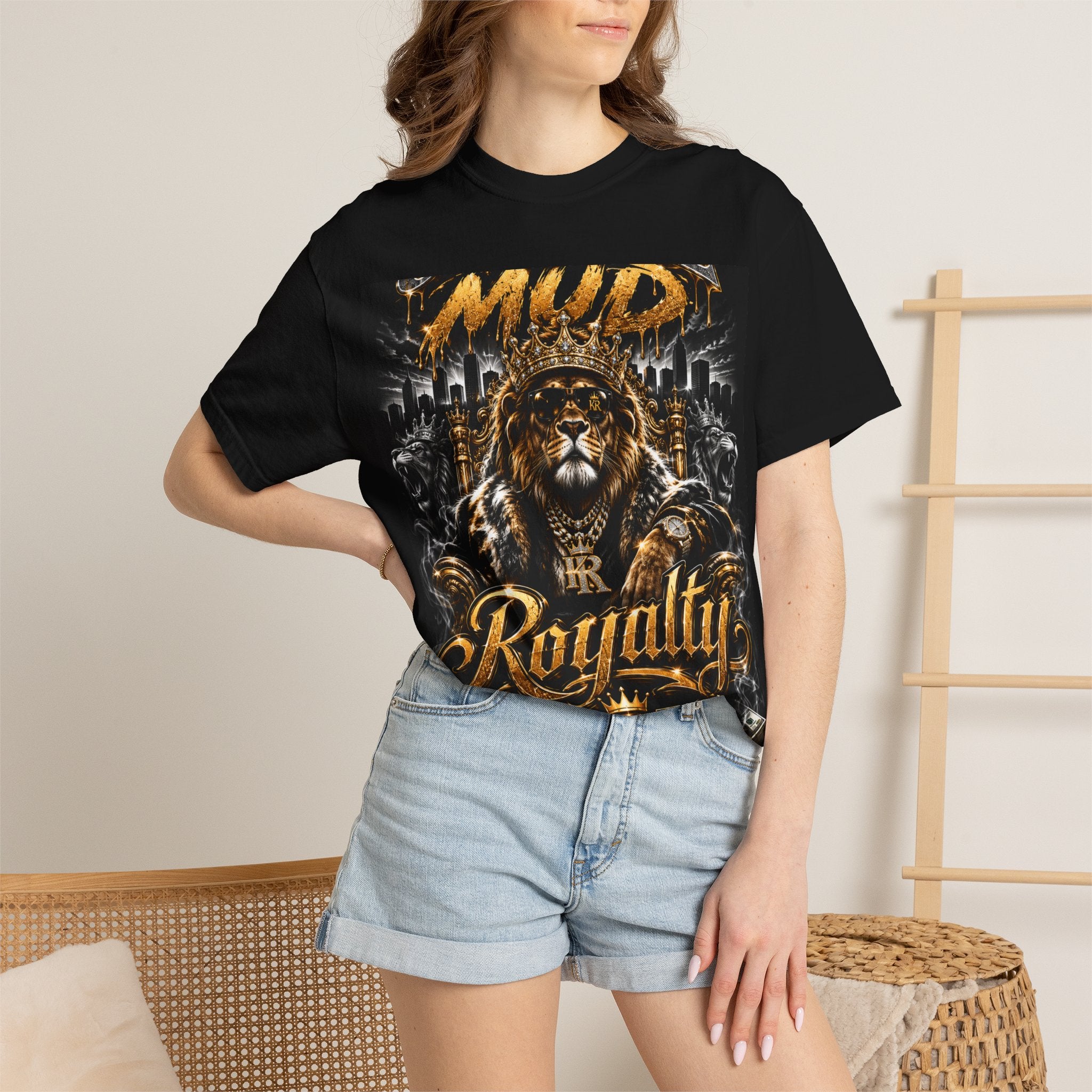 Royalty King Lion T-Shirt — Gold Crest Graphic Tee