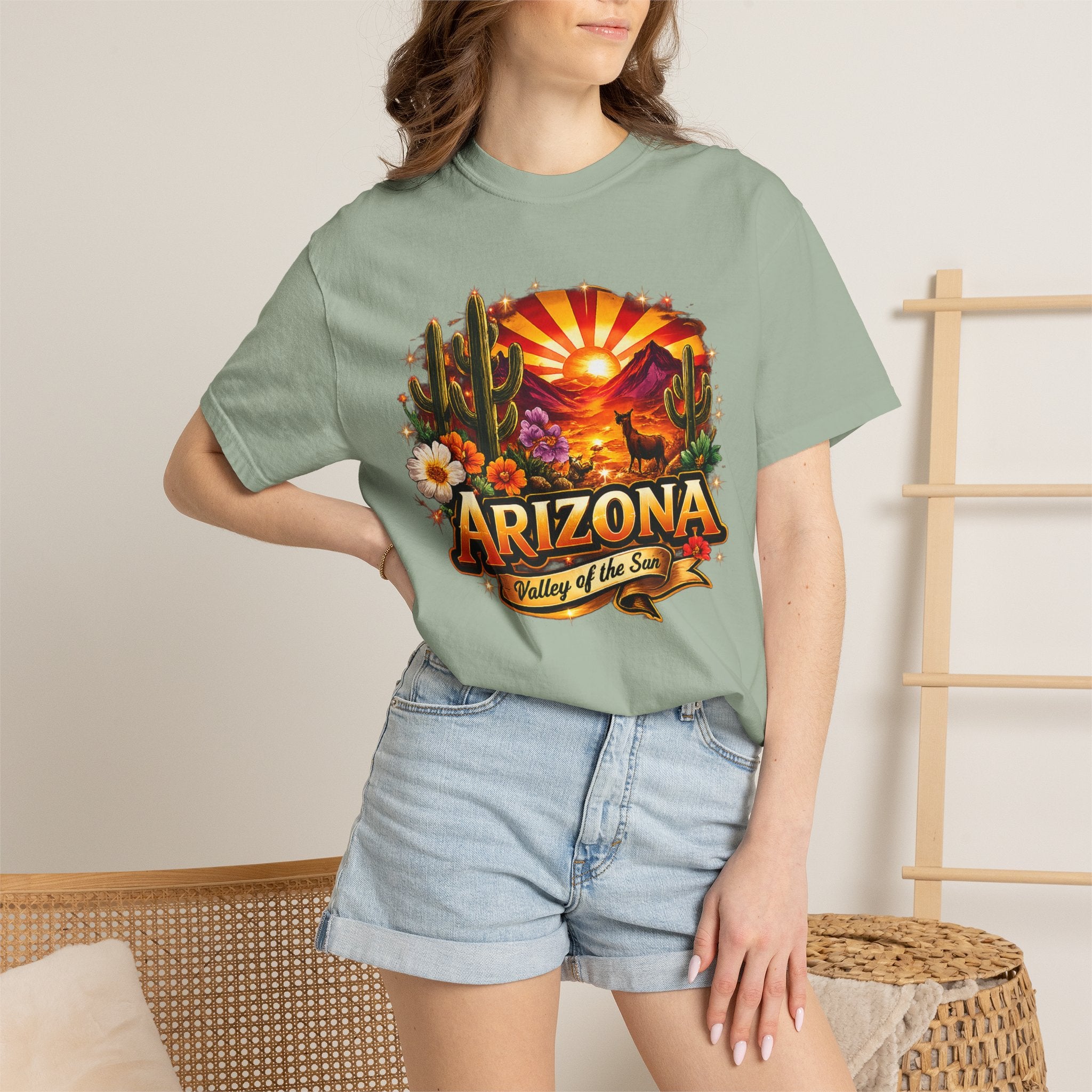 Arizona Sunset Desert T-Shirt — "Arizona: Valley of the Sun" Graphic Tee