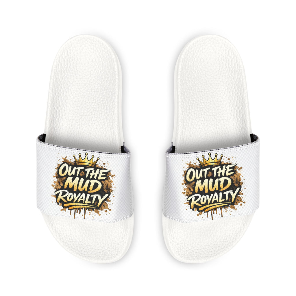 Youth Slide Sandals with Removable Strap — "Out the Mud Royalty" Graphic