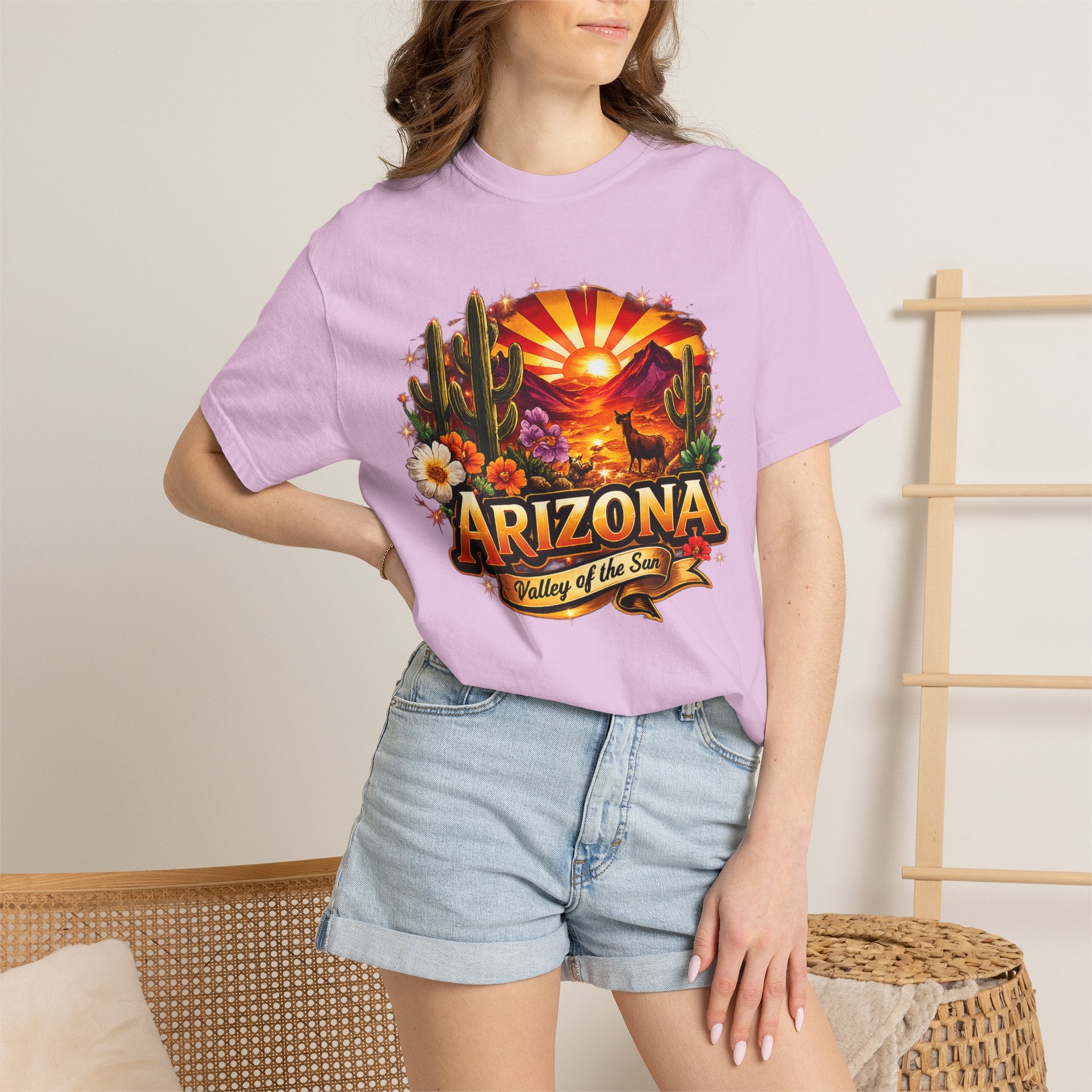 Arizona Sunset Desert T-Shirt — "Arizona: Valley of the Sun" Graphic Tee