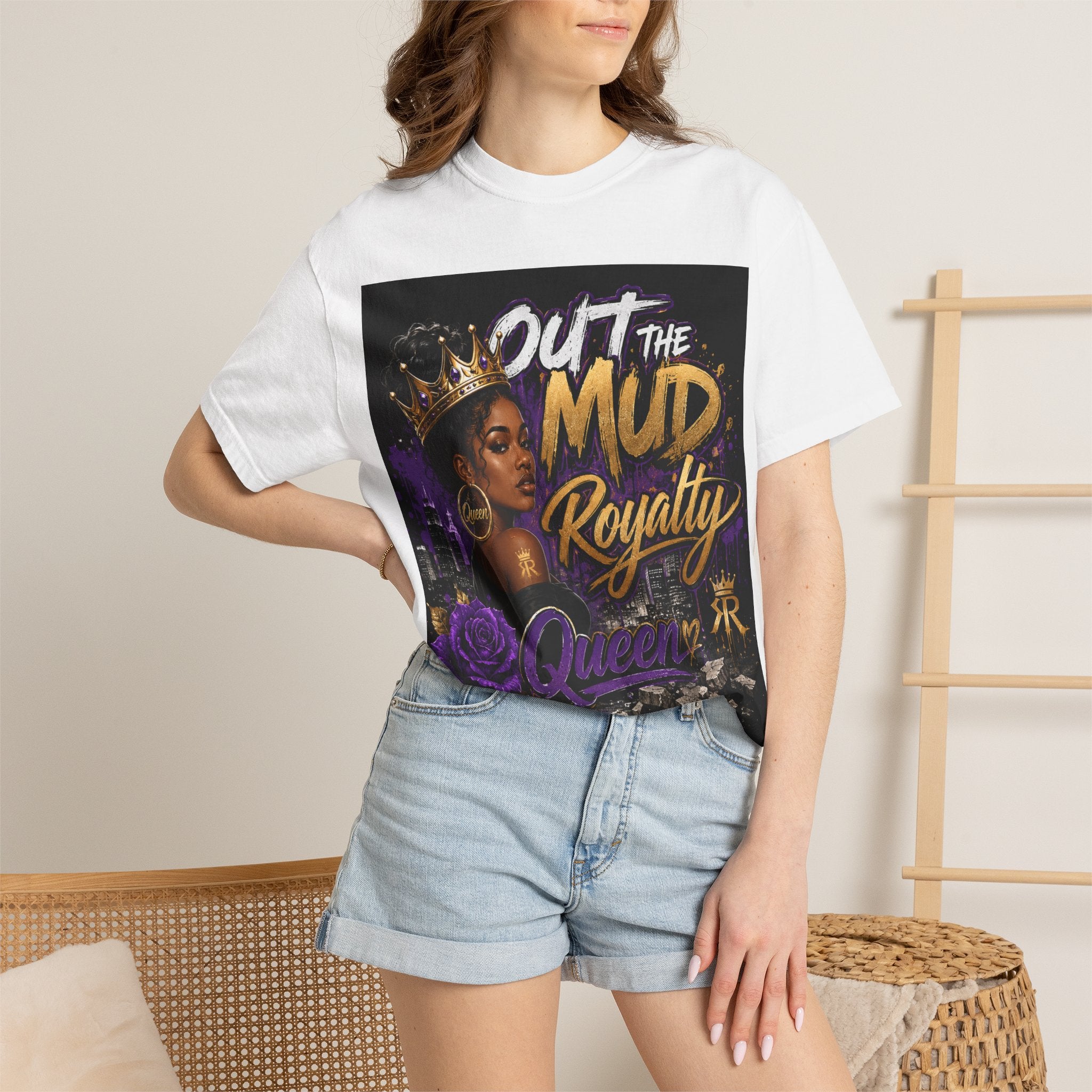 Out the Mud Royalty Queen T-Shirt — Black Queen Crown Graphic Tee