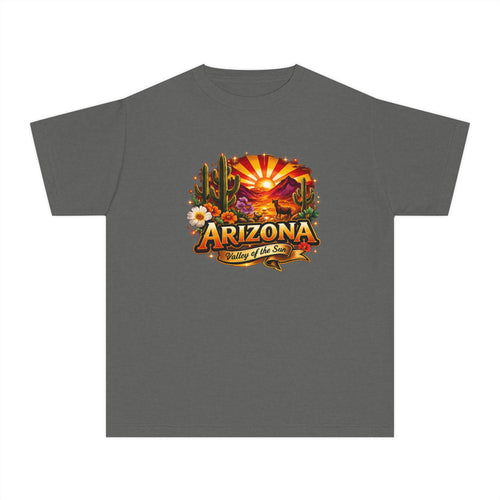Arizona Vintage Sunset Youth Tee — "Arizona: Valley of the Sun" Graphic