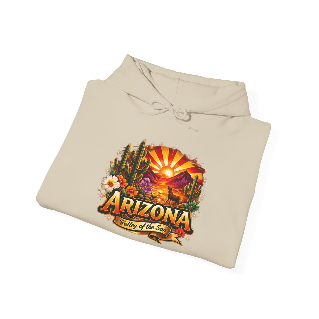 Arizona Sunrise Hoodie — Vintage Desert Travel Graphic Sweatshirt