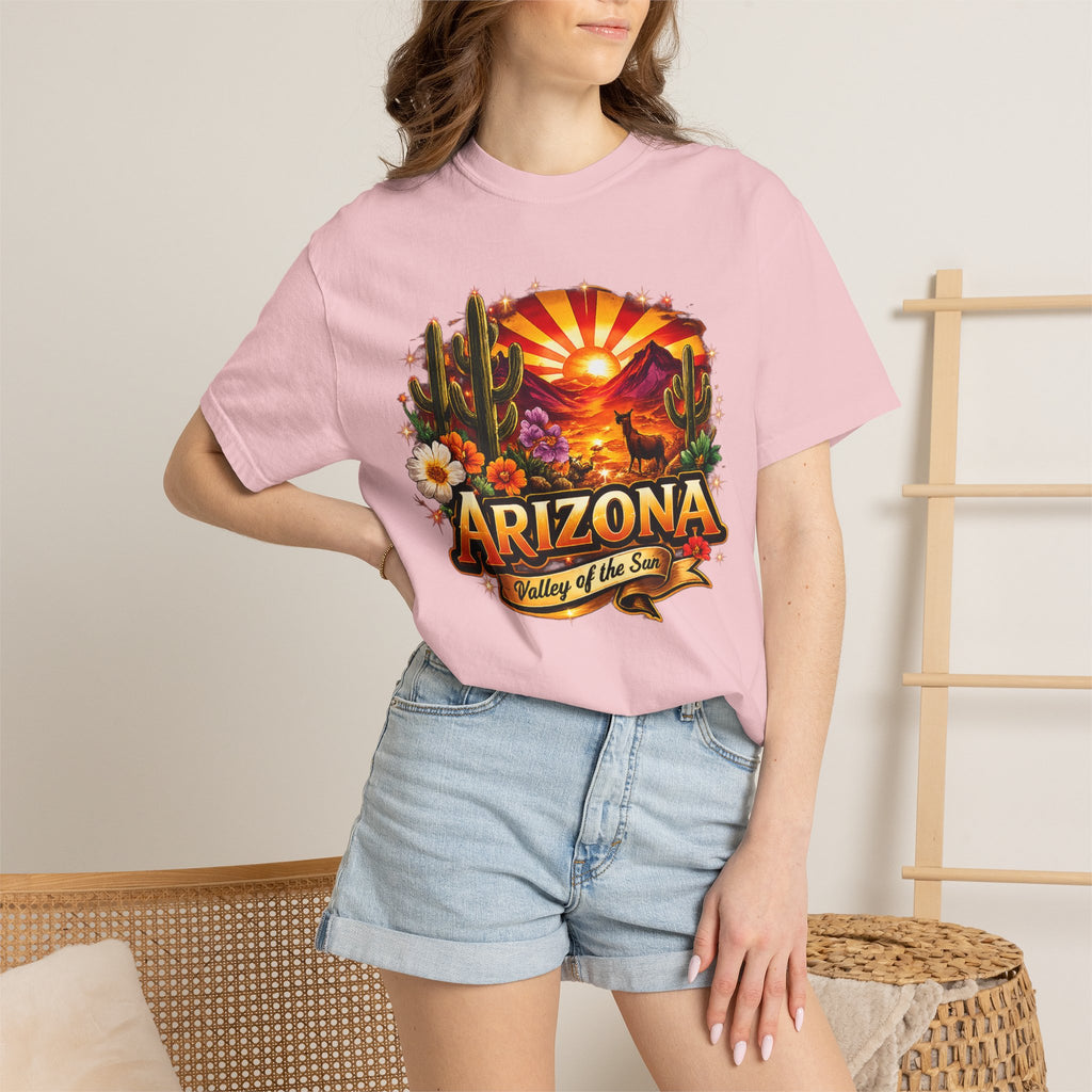 Arizona Sunset Desert T-Shirt — "Arizona: Valley of the Sun" Graphic Tee