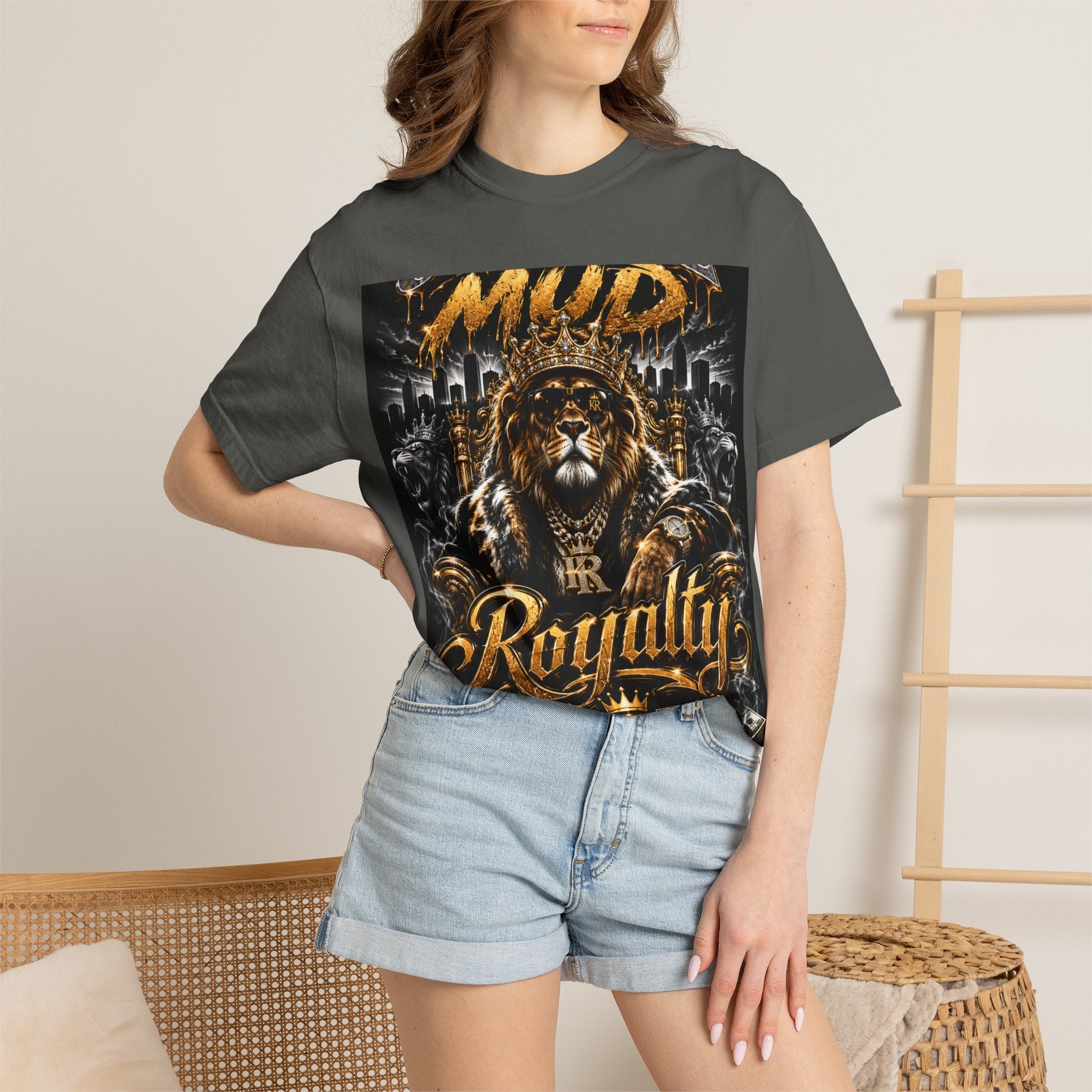 Royalty King Lion T-Shirt — Gold Crest Graphic Tee