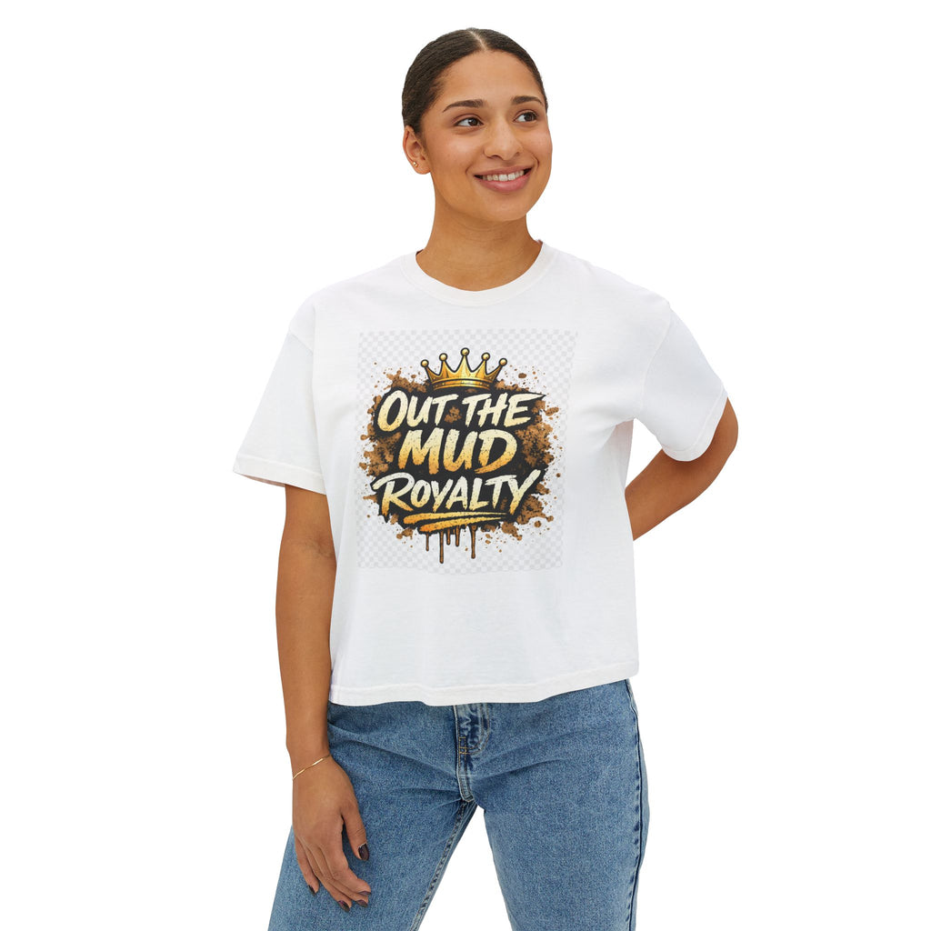 Out The Mud Royalty Women's Boxy Tee — Mud Crown Graphic Crop T-Shirt