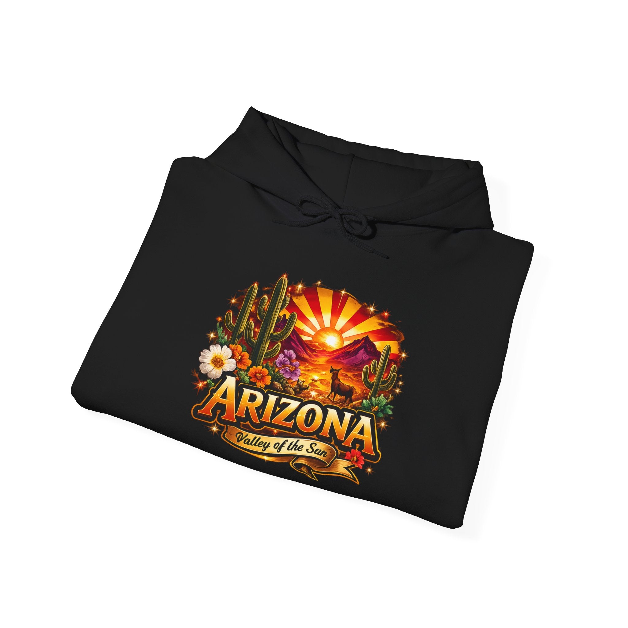 Arizona Sunrise Hoodie — Vintage Desert Travel Graphic Sweatshirt