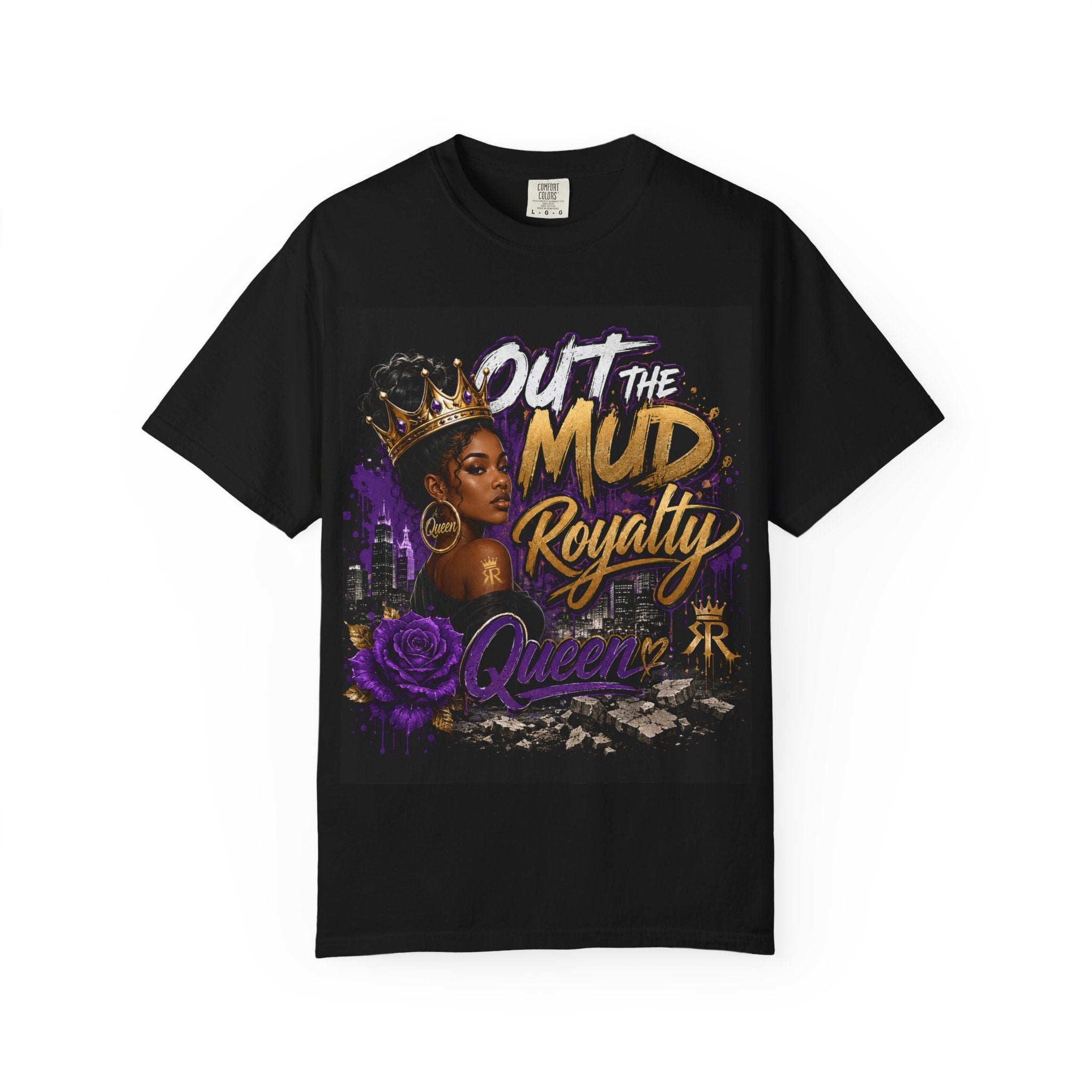 Out the Mud Royalty Queen T-Shirt — Black Queen Crown Graphic Tee
