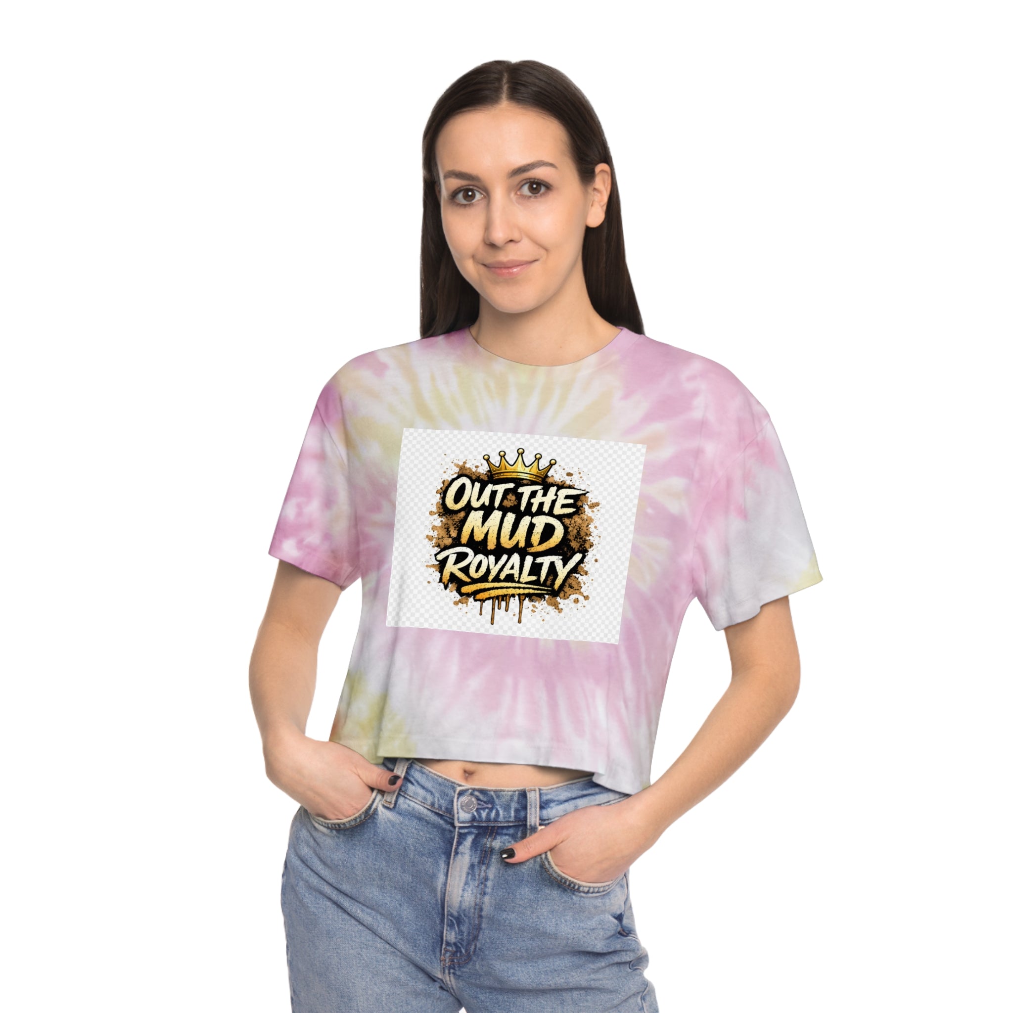 Tie-Dye Crop Tee — "Out The Mud Royalty" Graphic