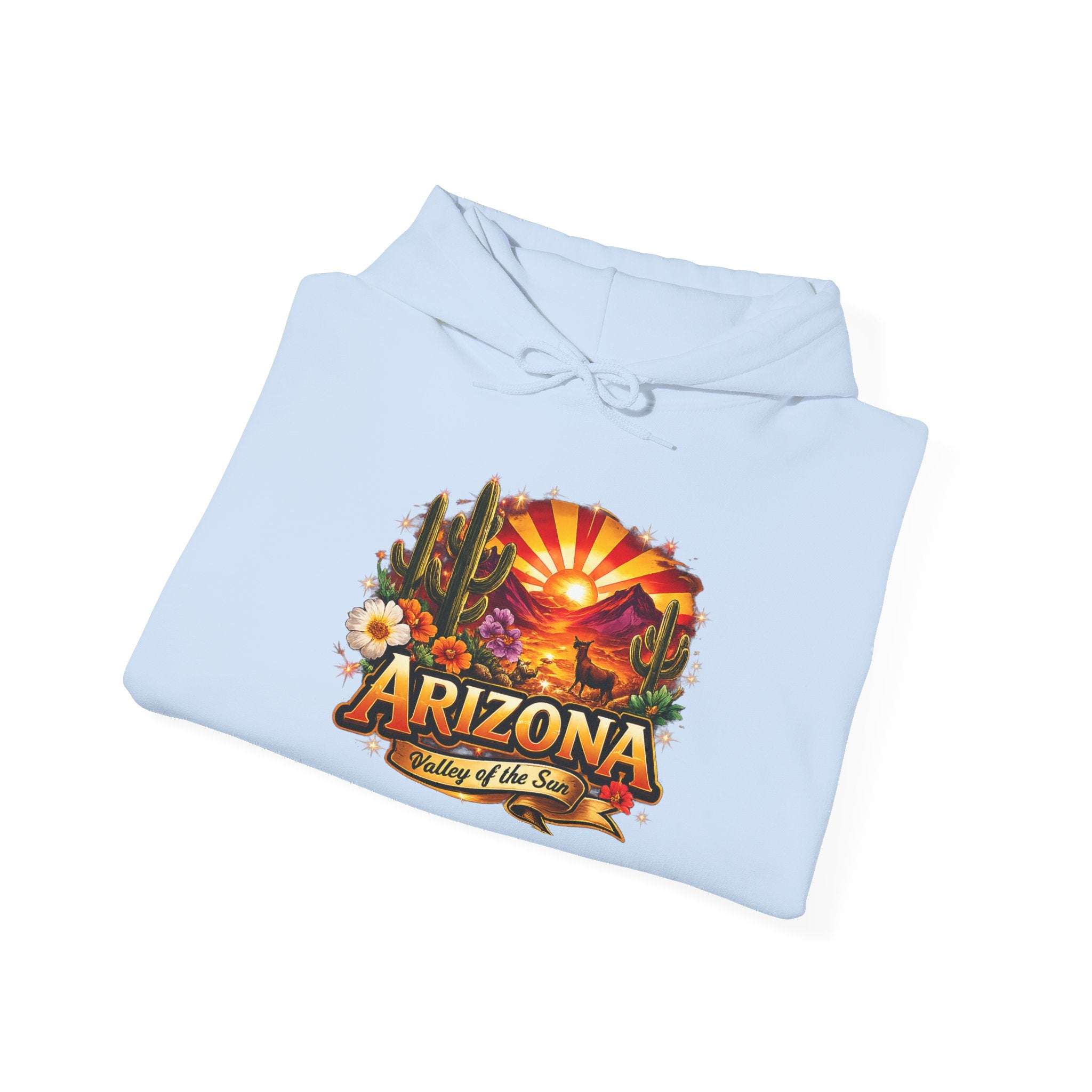 Arizona Sunrise Hoodie — Vintage Desert Travel Graphic Sweatshirt