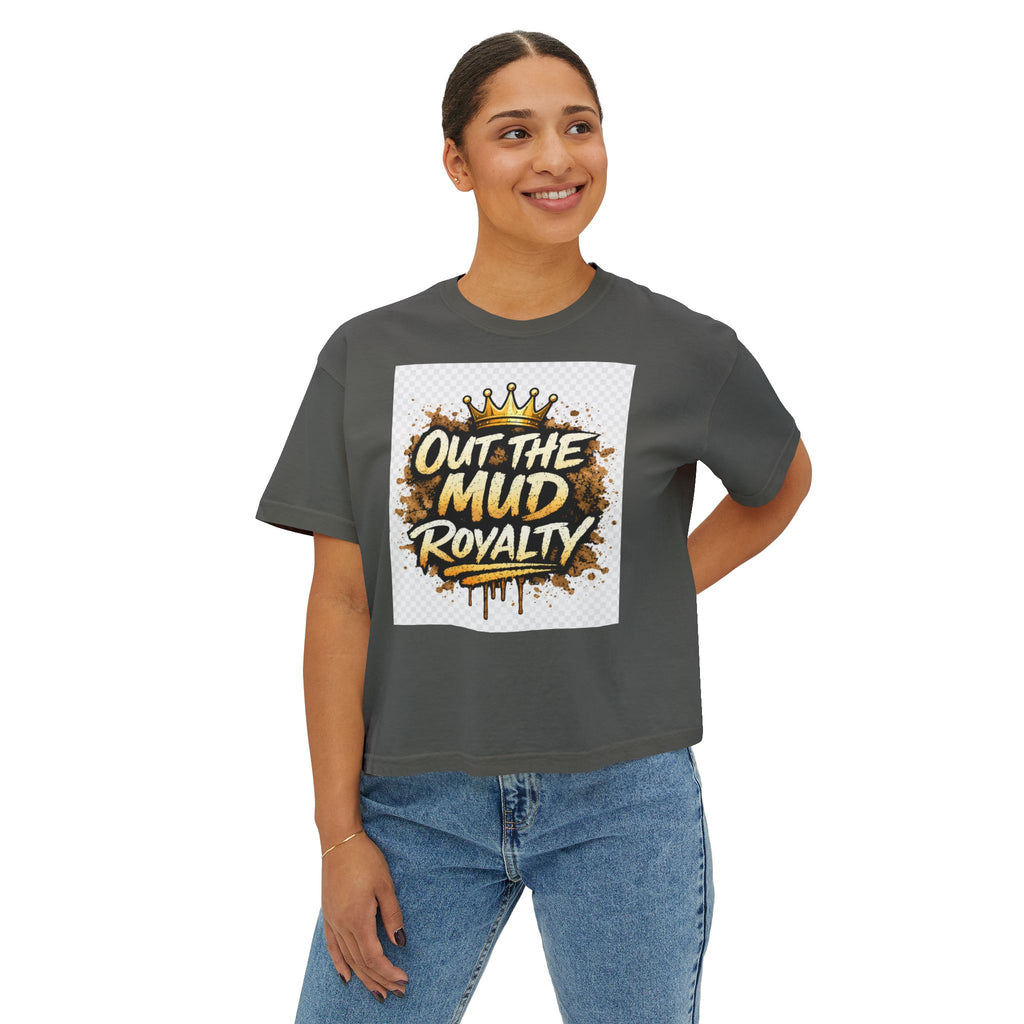 Out The Mud Royalty Women's Boxy Tee — Mud Crown Graphic Crop T-Shirt