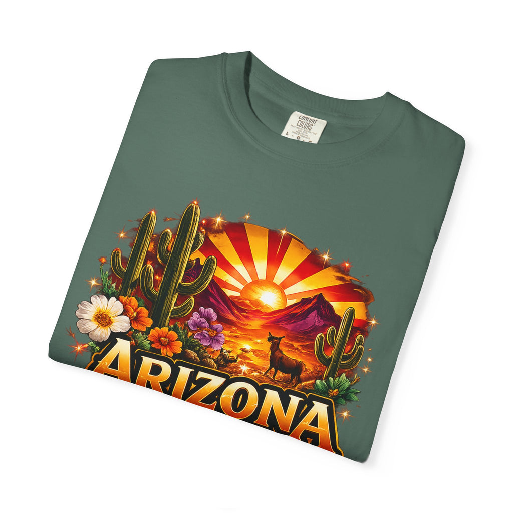 Arizona Sunset Desert T-Shirt — "Arizona: Valley of the Sun" Graphic Tee