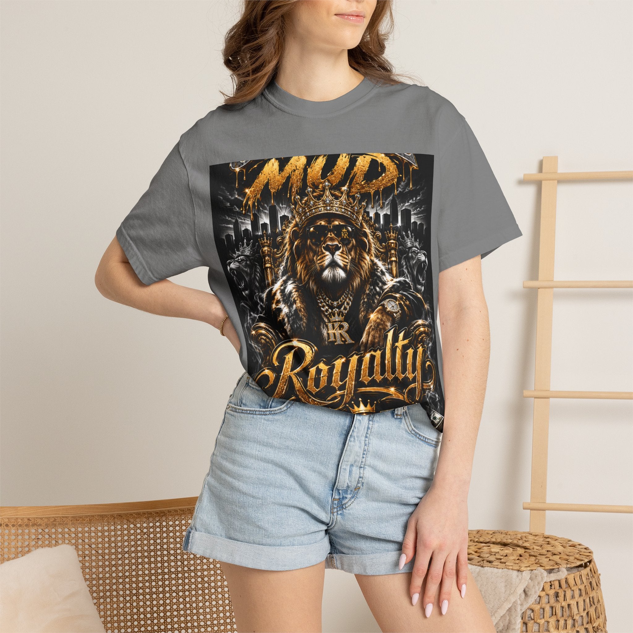 Royalty King Lion T-Shirt — Gold Crest Graphic Tee