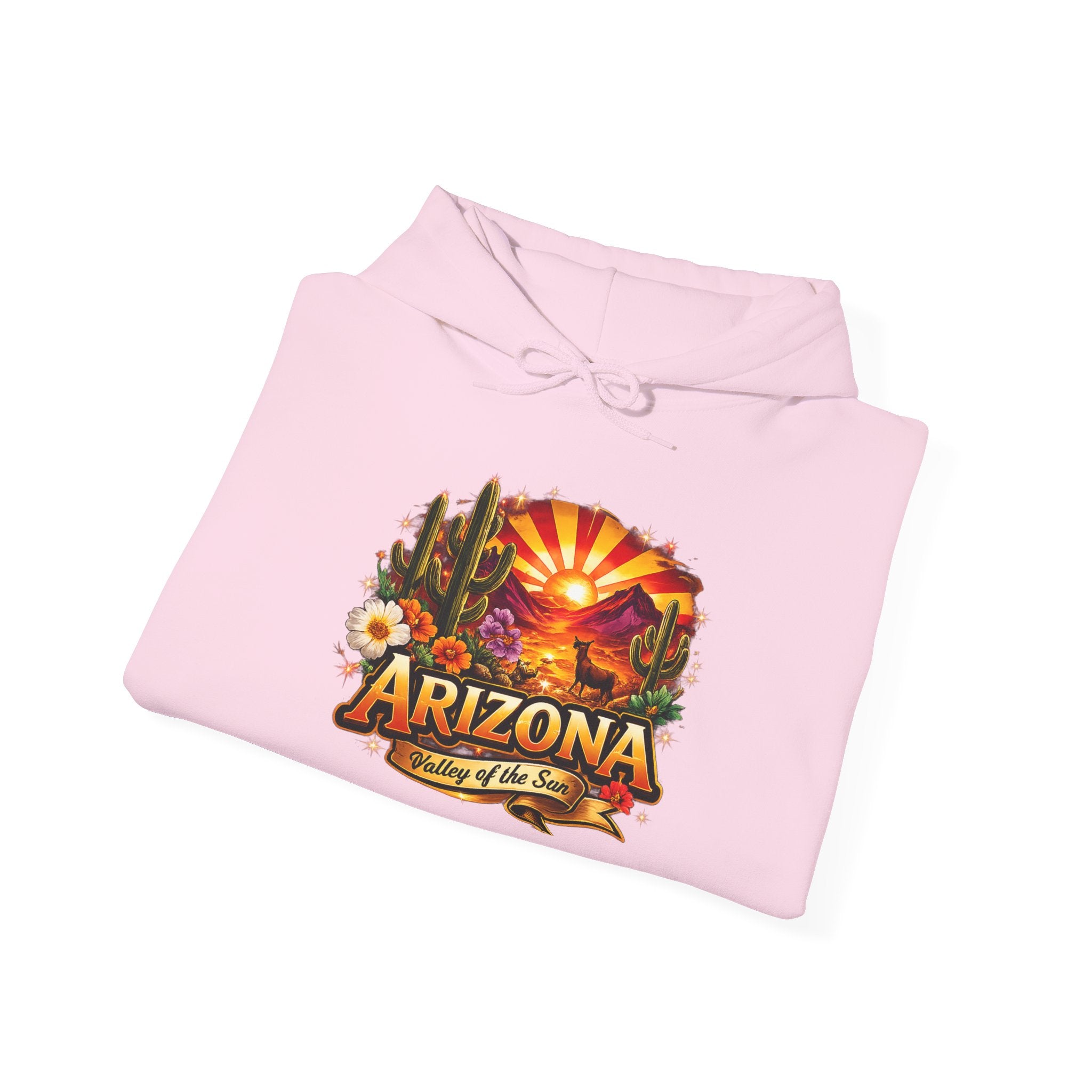 Arizona Sunrise Hoodie — Vintage Desert Travel Graphic Sweatshirt