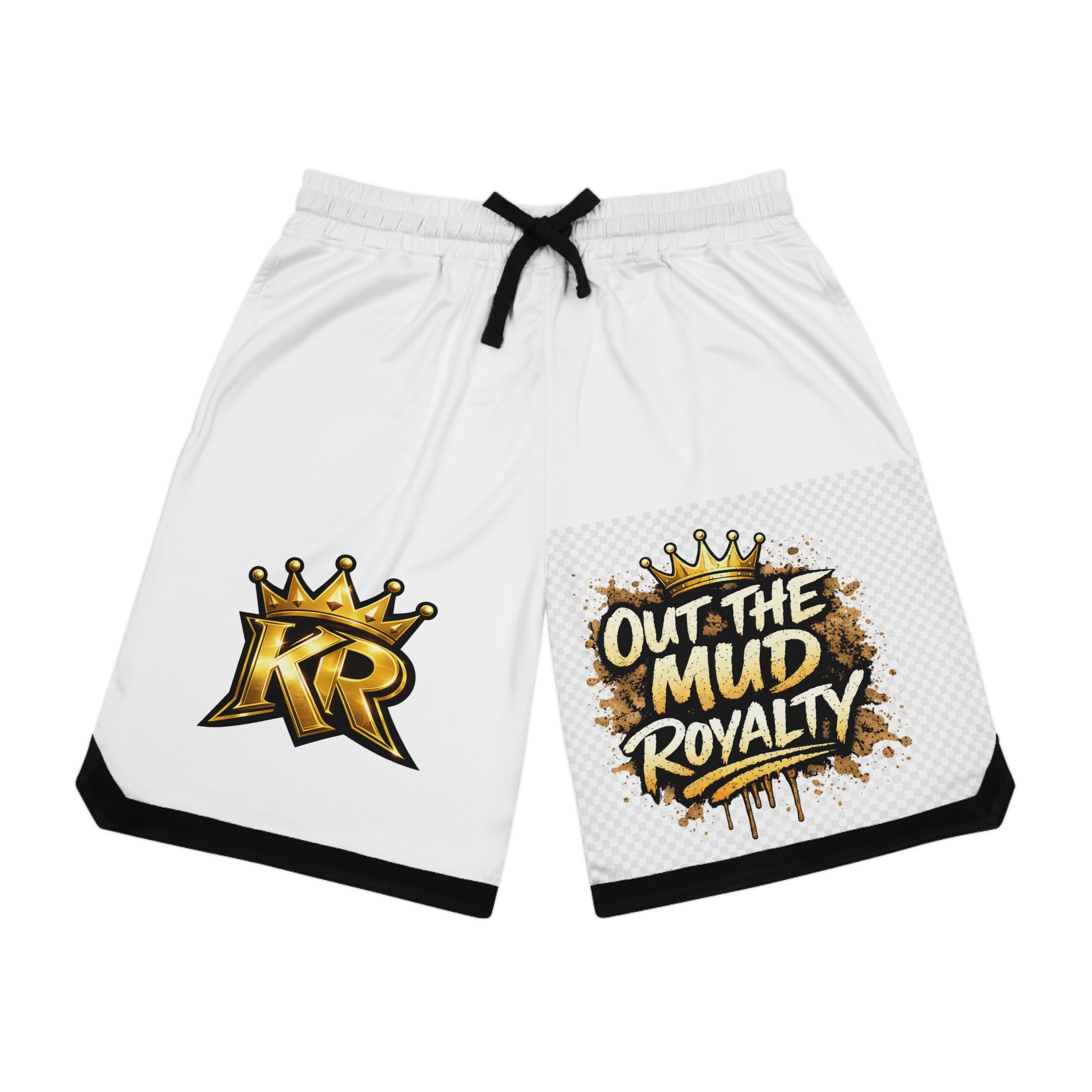 Out the Mud Royalty Basketball Shorts – White AOP Rib Shorts