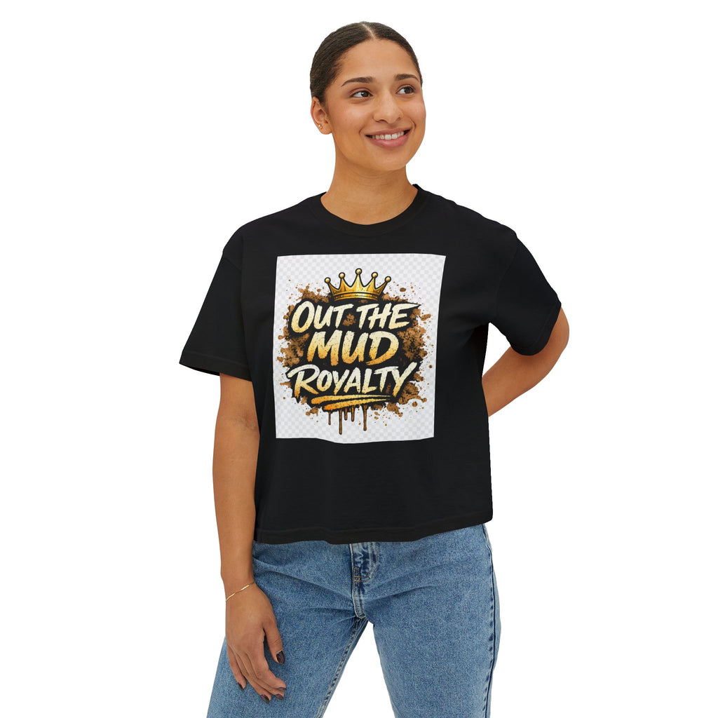 Out The Mud Royalty Women's Boxy Tee — Mud Crown Graphic Crop T-Shirt