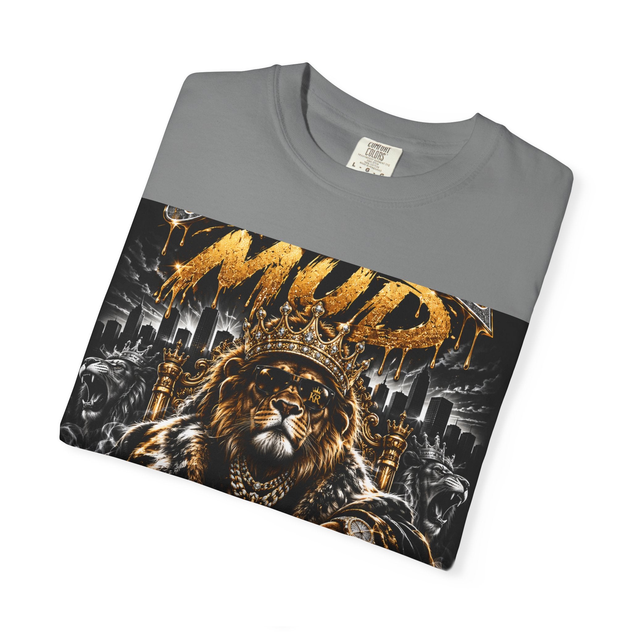 Royalty King Lion T-Shirt — Gold Crest Graphic Tee