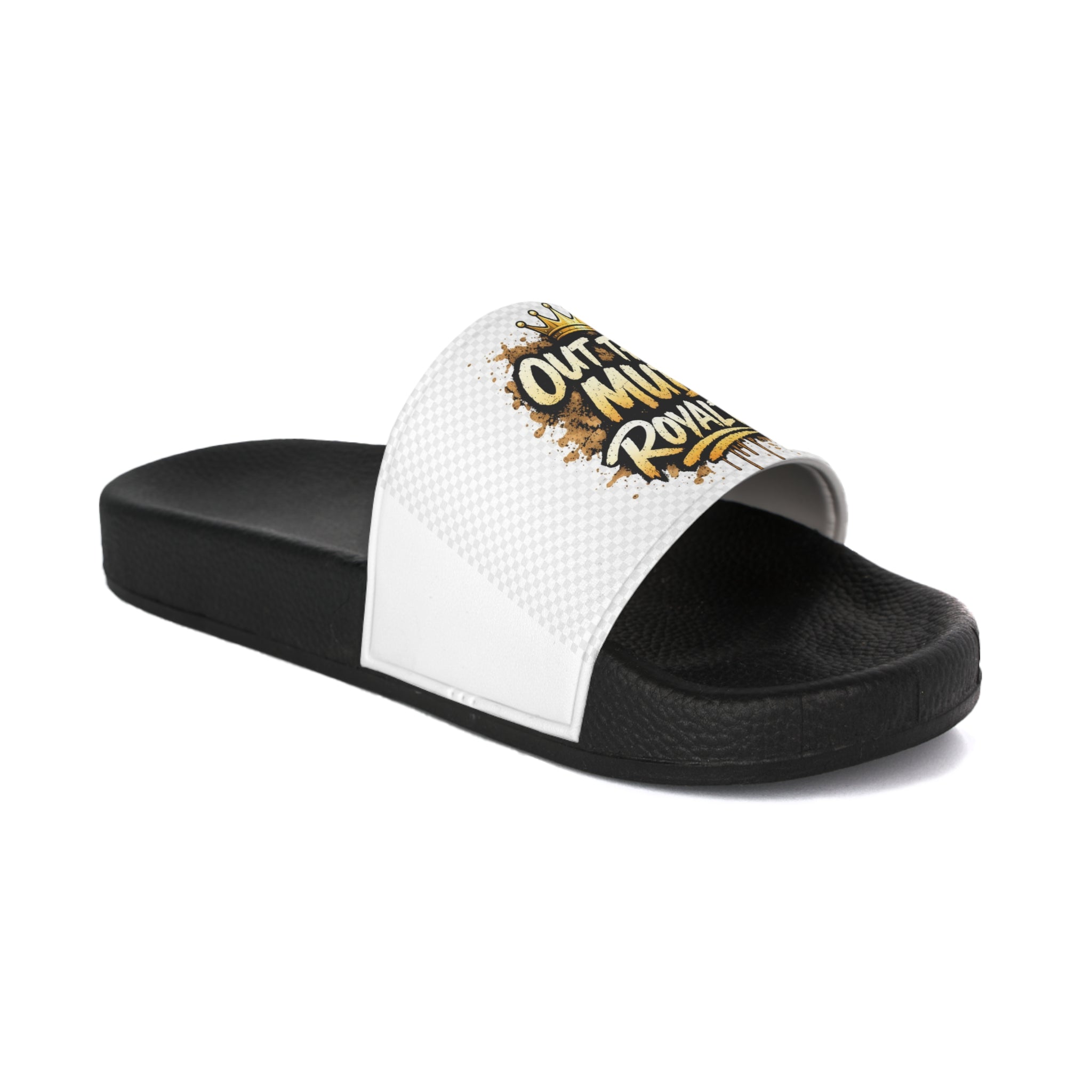 Slide Sandals — "Out The Mud Royalty" Graphic Pool Slides for Men