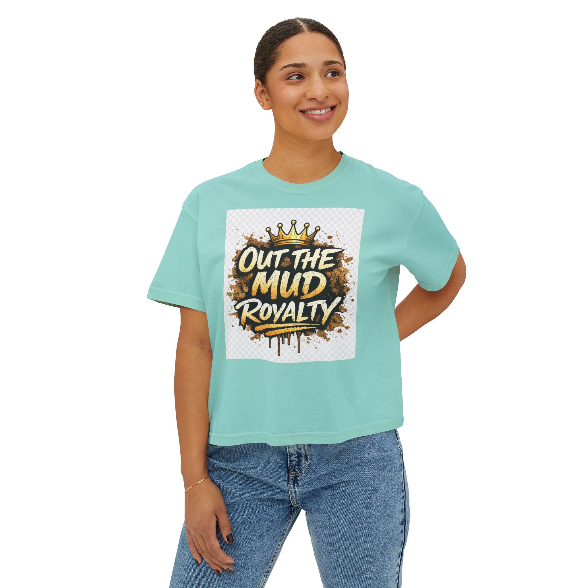 Out The Mud Royalty Women's Boxy Tee — Mud Crown Graphic Crop T-Shirt