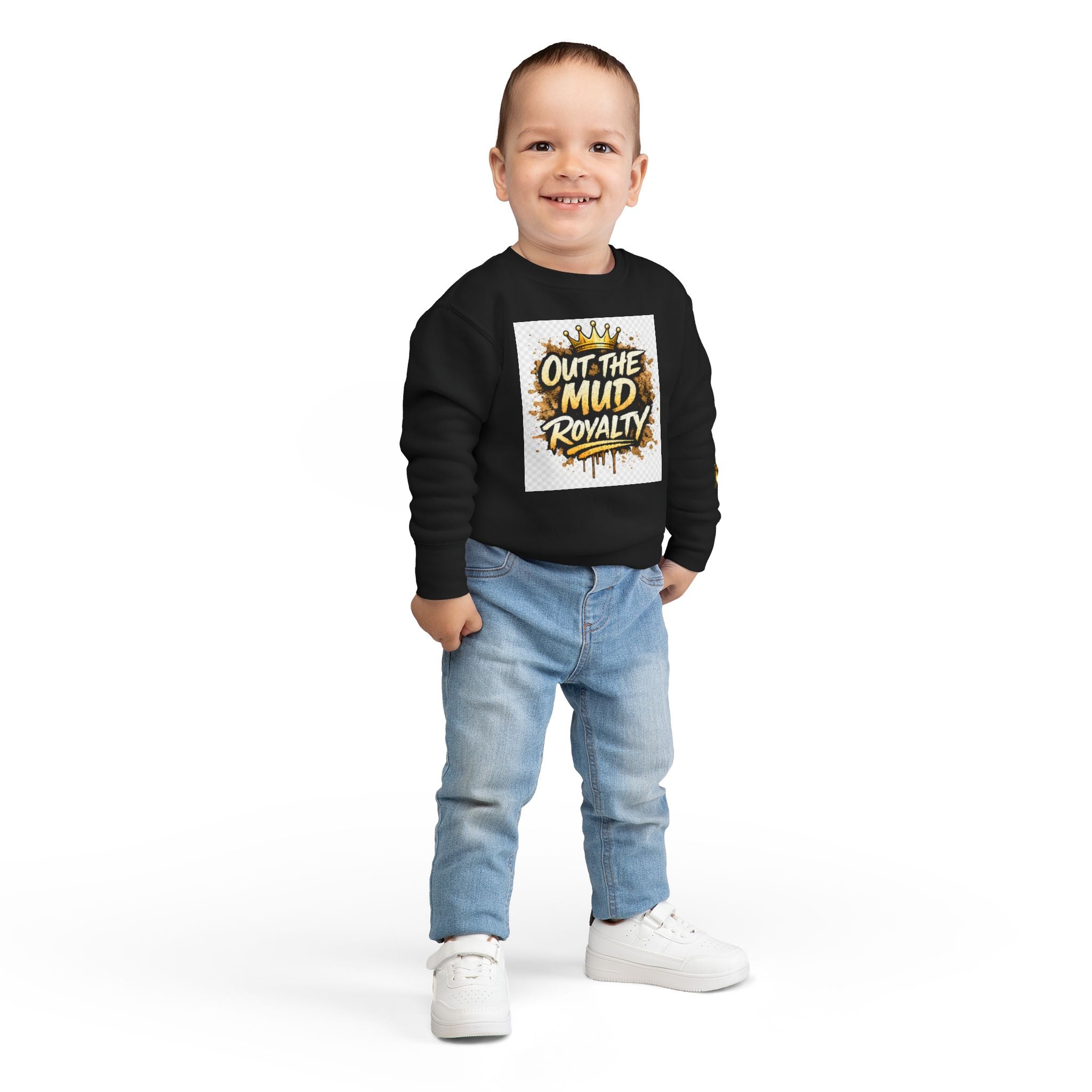 Toddler Sweatshirt - "Out the Mud Royalty" Gold Crown Graphic