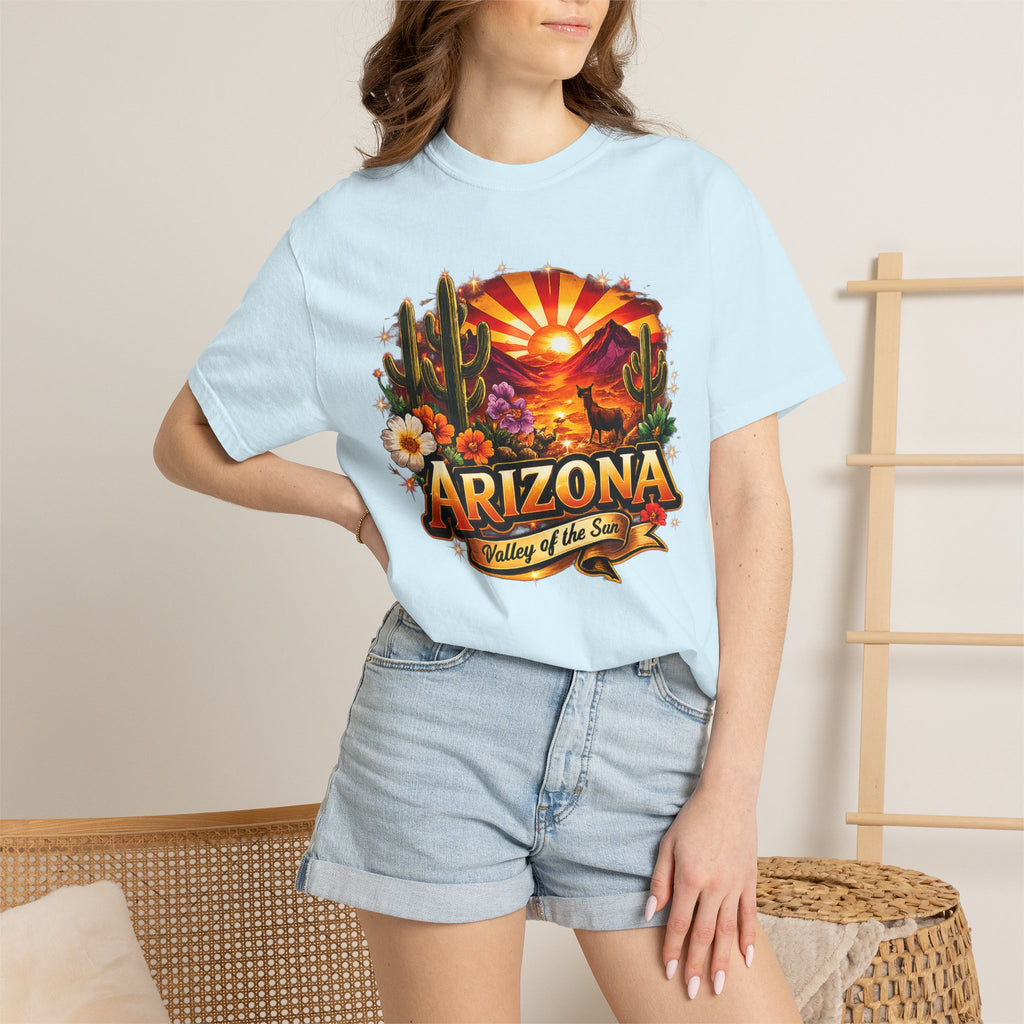 Arizona Sunset Desert T-Shirt — "Arizona: Valley of the Sun" Graphic Tee