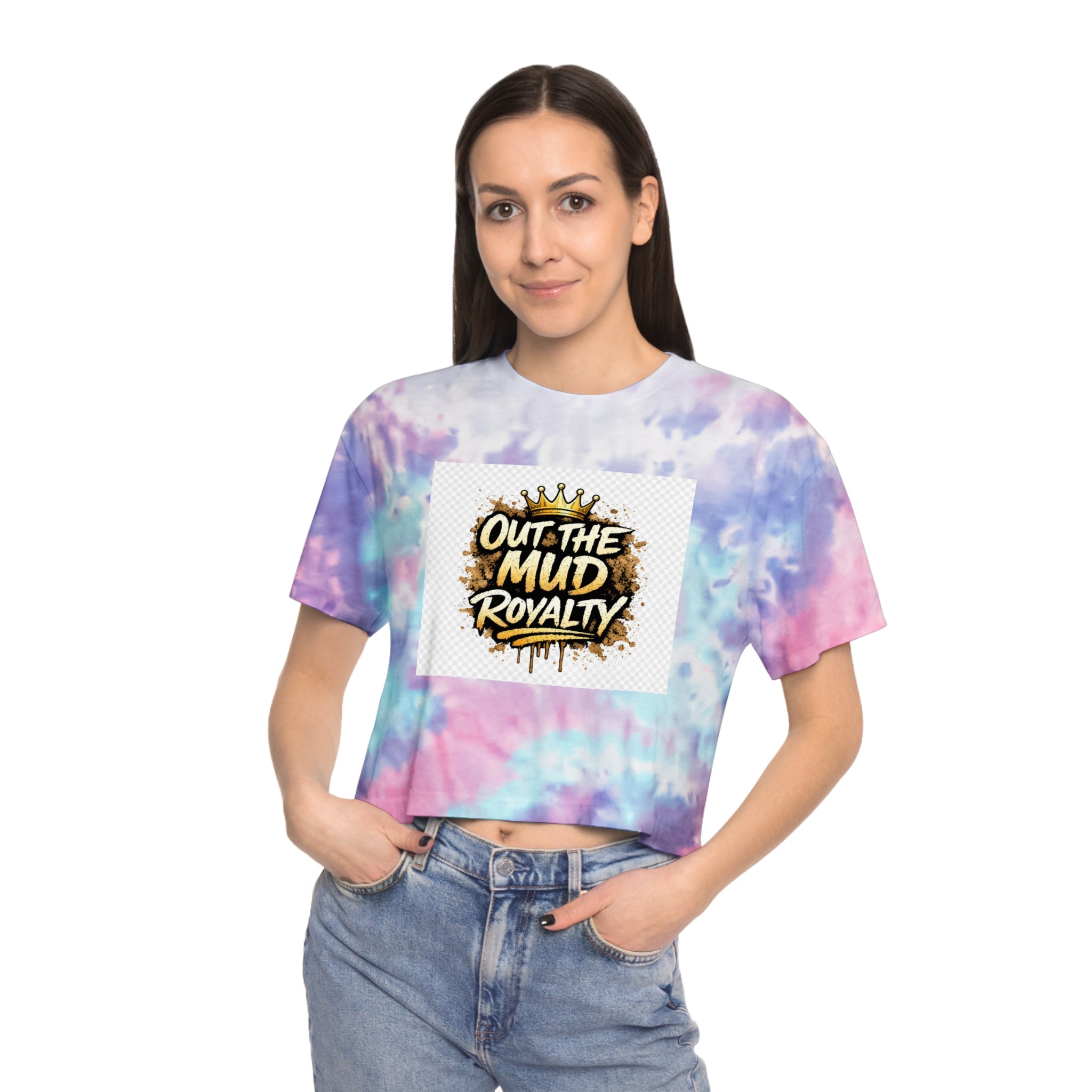 Tie-Dye Crop Tee — "Out The Mud Royalty" Graphic