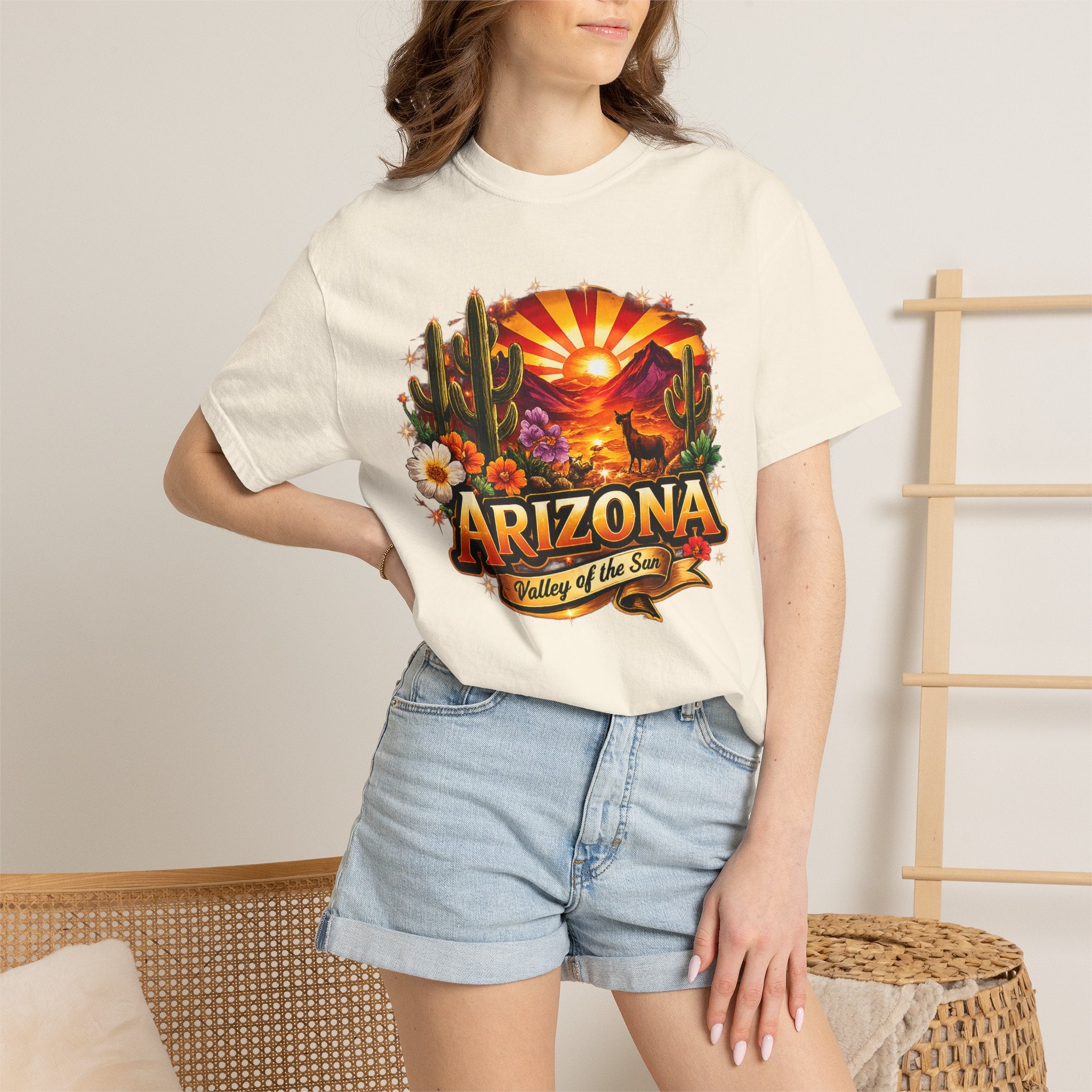 Arizona Sunset Desert T-Shirt — "Arizona: Valley of the Sun" Graphic Tee