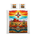 Southwest Desert Cross Cotton Bed Set – Native-Inspired Bedding with Sunburst & Cactus