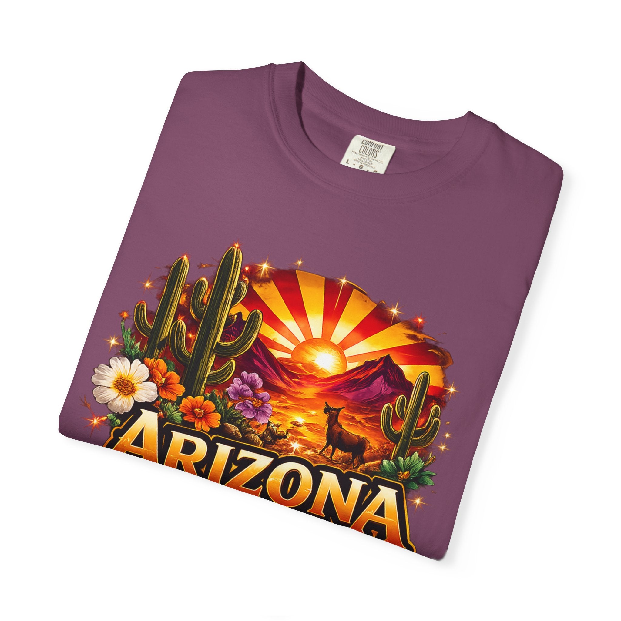 Arizona Sunset Desert T-Shirt — "Arizona: Valley of the Sun" Graphic Tee
