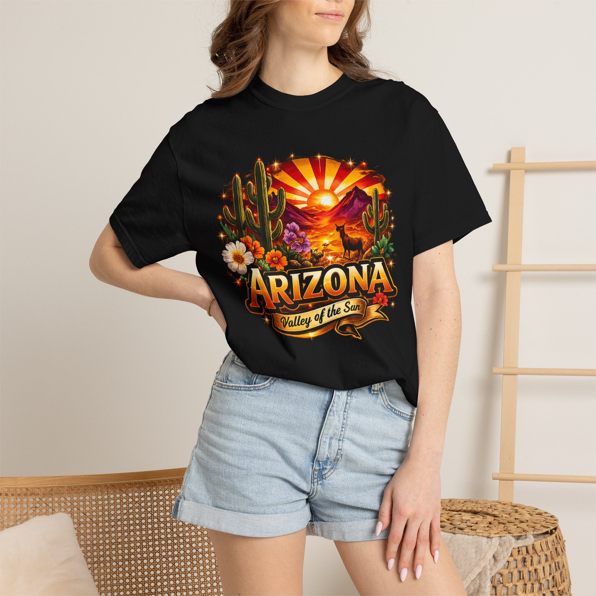 Arizona Sunset Desert T-Shirt — "Arizona: Valley of the Sun" Graphic Tee