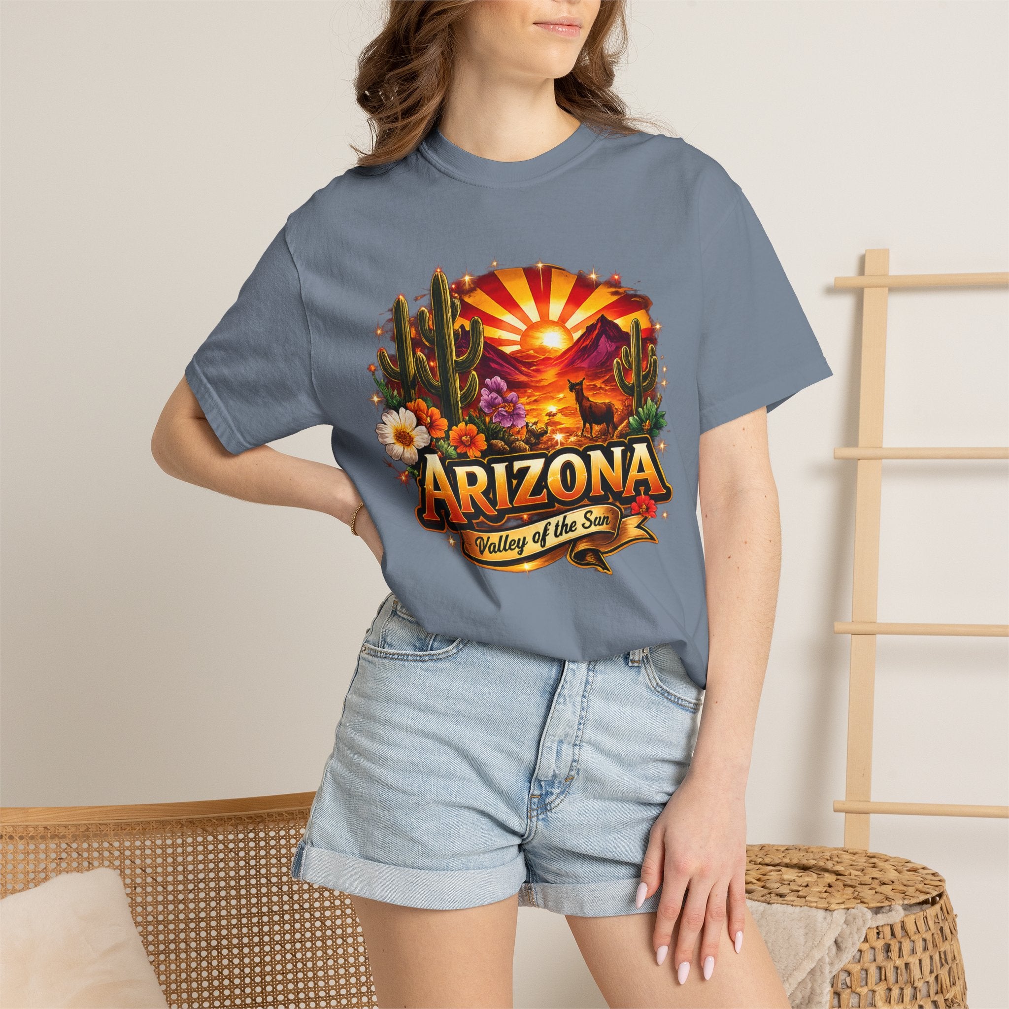 Arizona Sunset Desert T-Shirt — "Arizona: Valley of the Sun" Graphic Tee