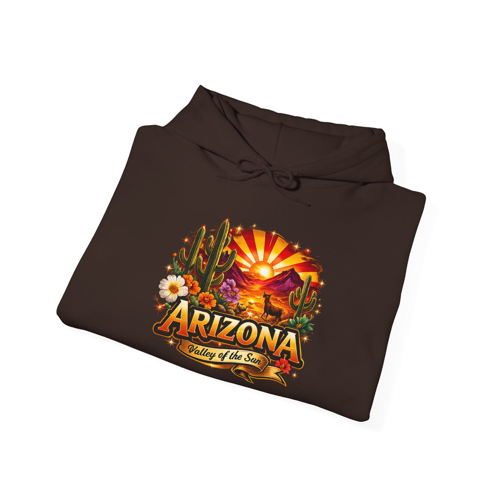 Arizona Sunrise Hoodie — Vintage Desert Travel Graphic Sweatshirt