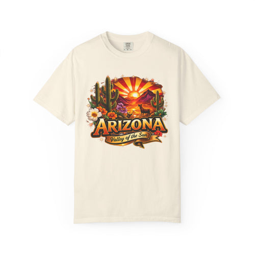 Arizona Sunset Desert T-Shirt — "Arizona: Valley of the Sun" Graphic Tee