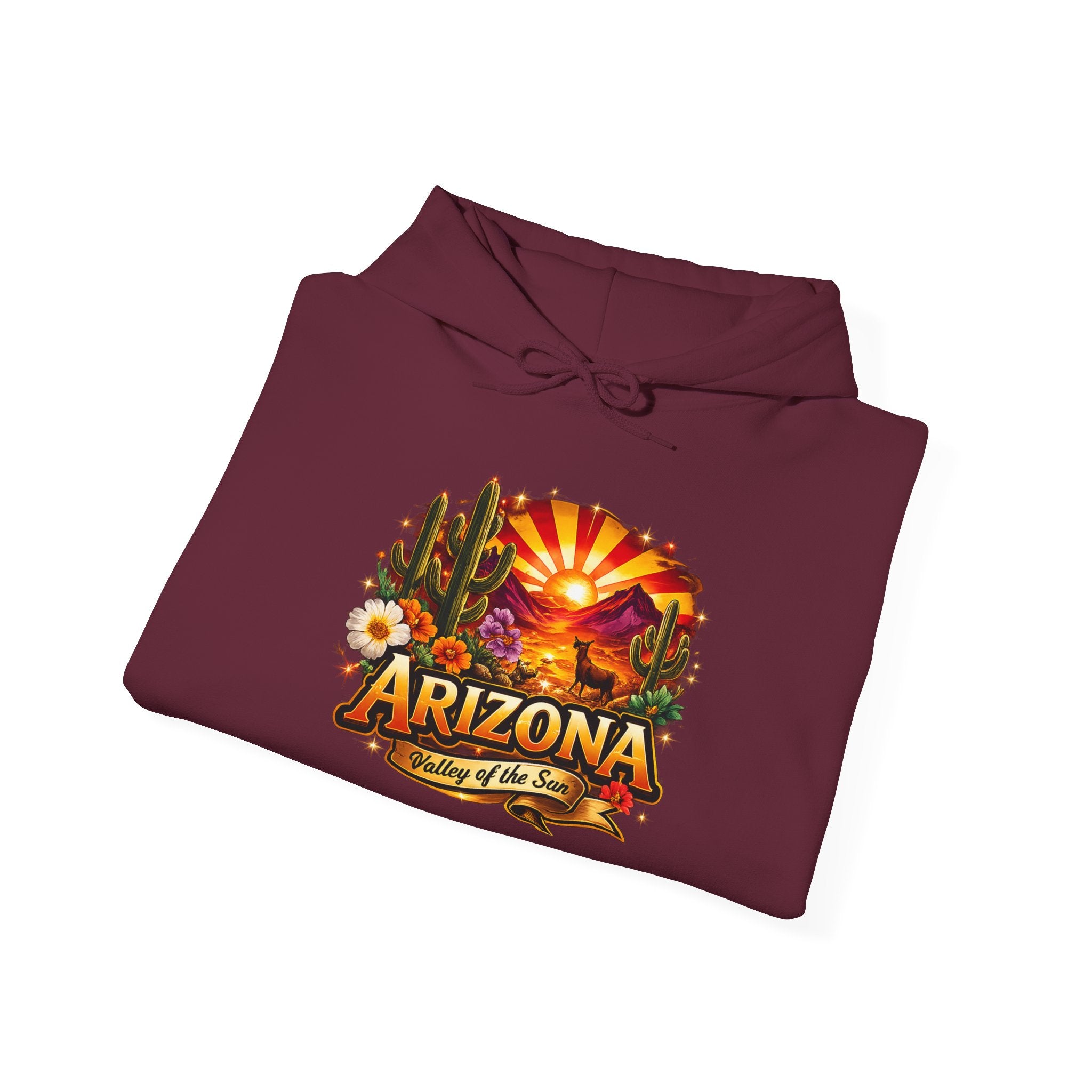 Arizona Sunrise Hoodie — Vintage Desert Travel Graphic Sweatshirt