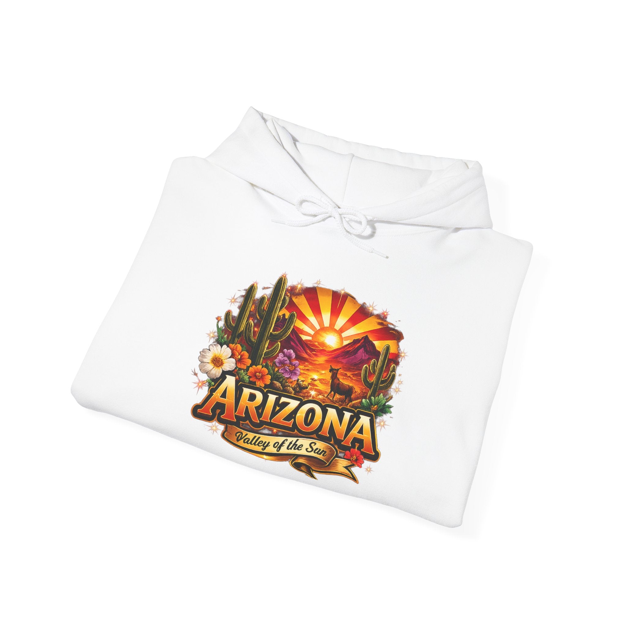 Arizona Sunrise Hoodie — Vintage Desert Travel Graphic Sweatshirt