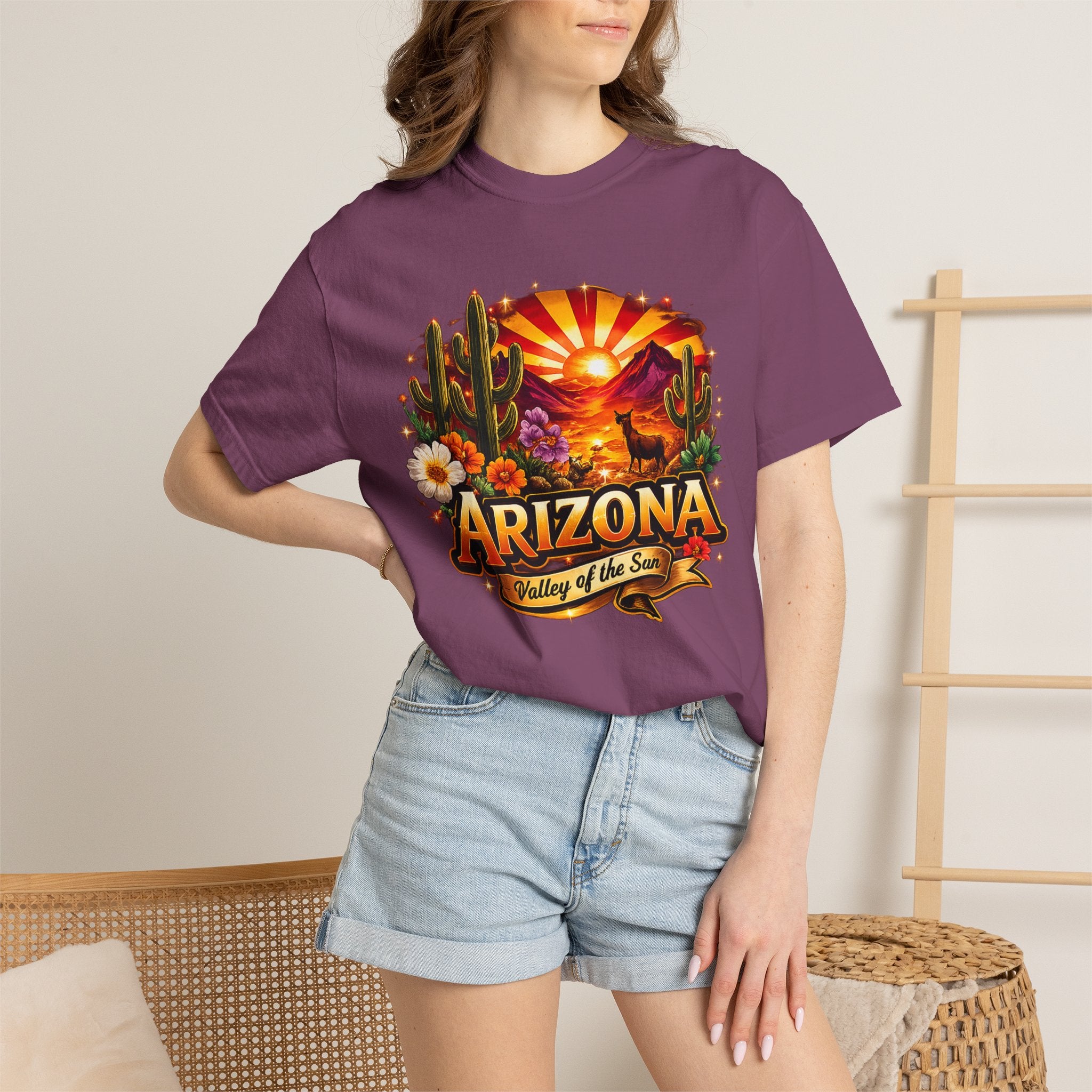Arizona Sunset Desert T-Shirt — "Arizona: Valley of the Sun" Graphic Tee
